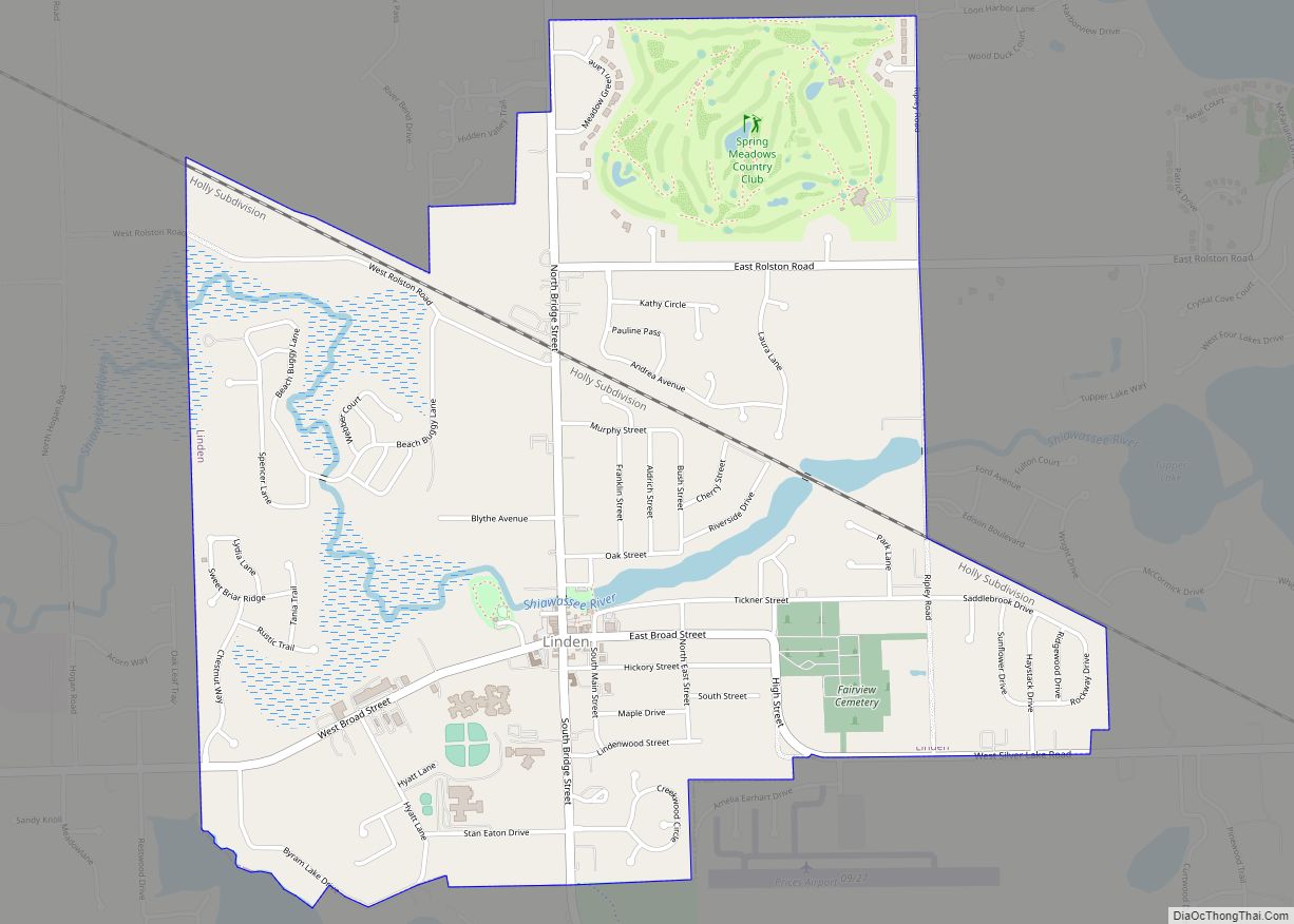 Map of Linden city, Michigan