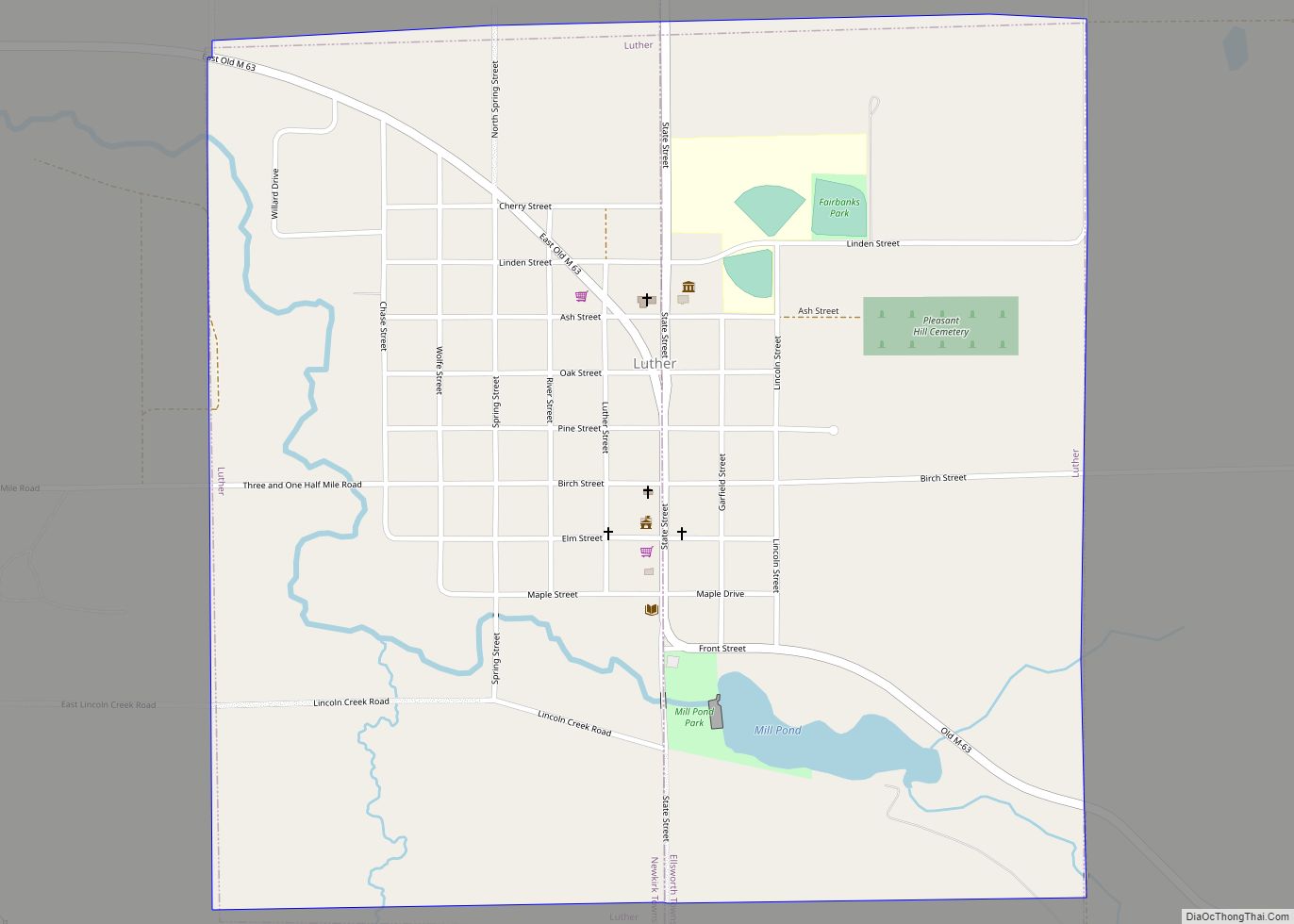 Map of Luther village, Michigan