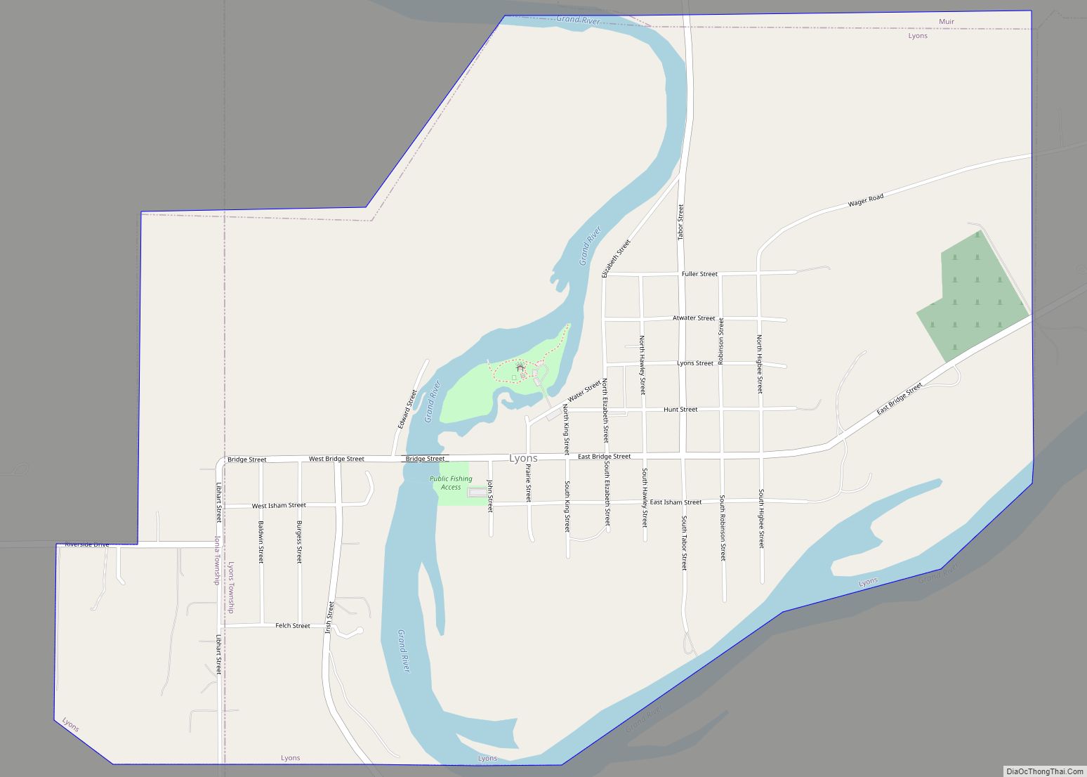 Map of Lyons village, Michigan