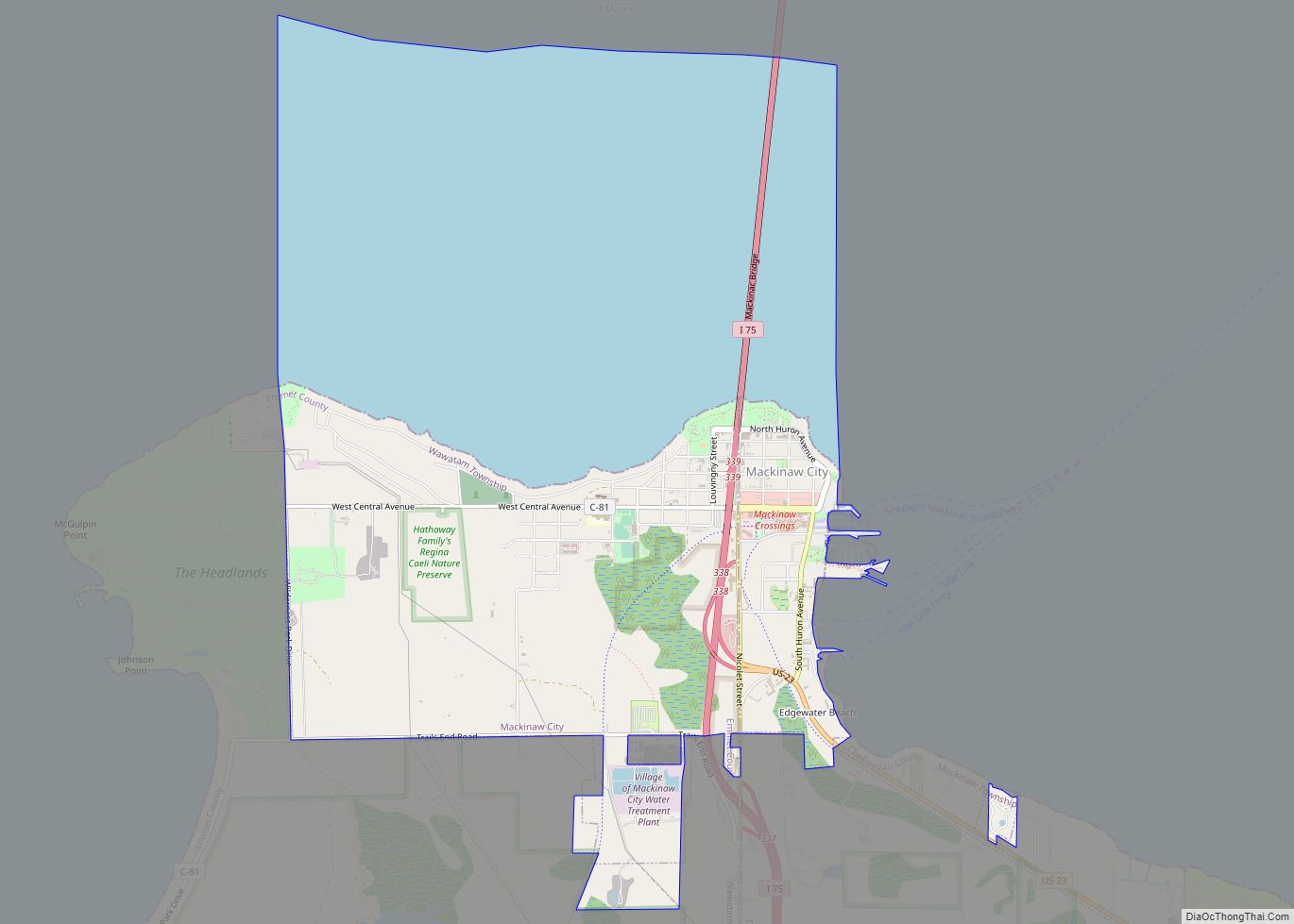 Map of Mackinaw City village