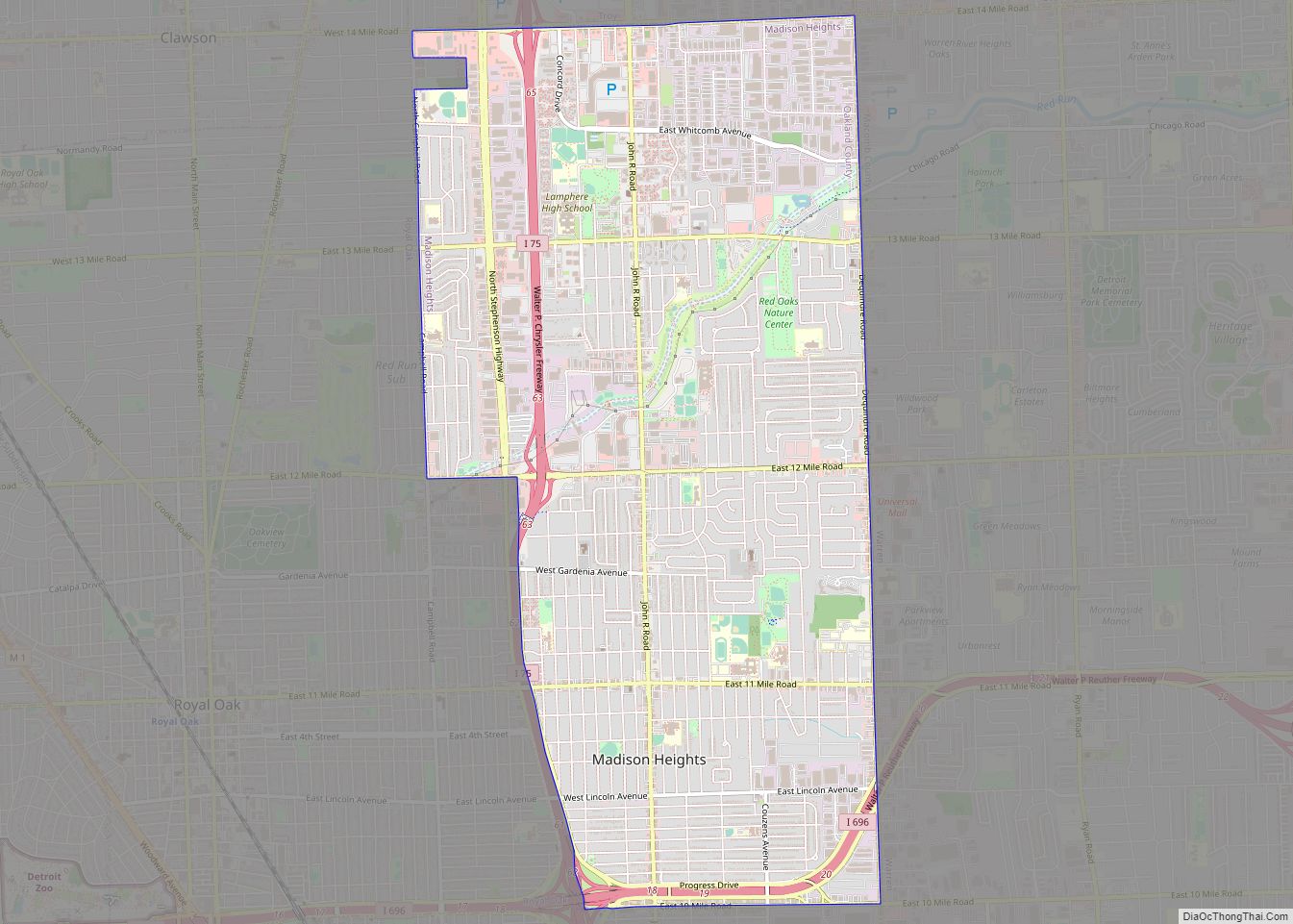 Map of Madison Heights city