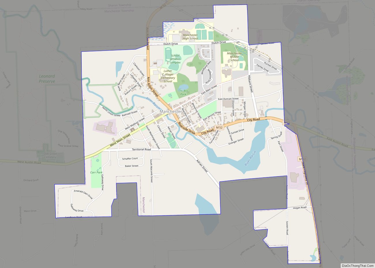 Map of Manchester village, Michigan
