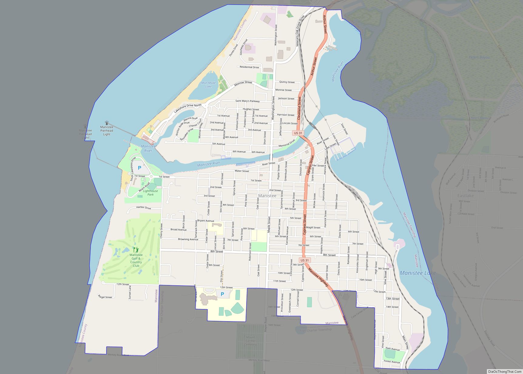 Map of Manistee city