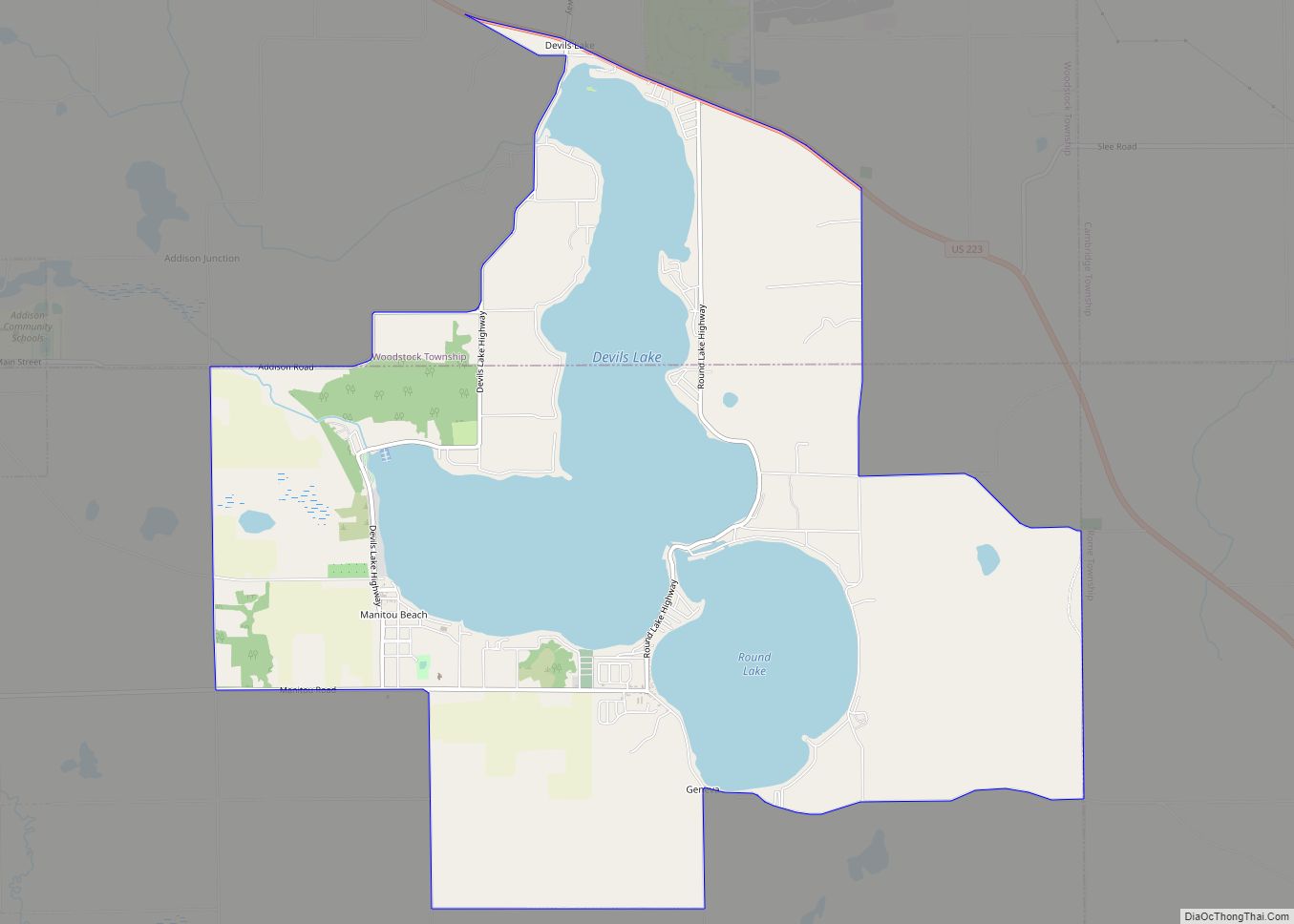 Map of Manitou Beach-Devils Lake CDP