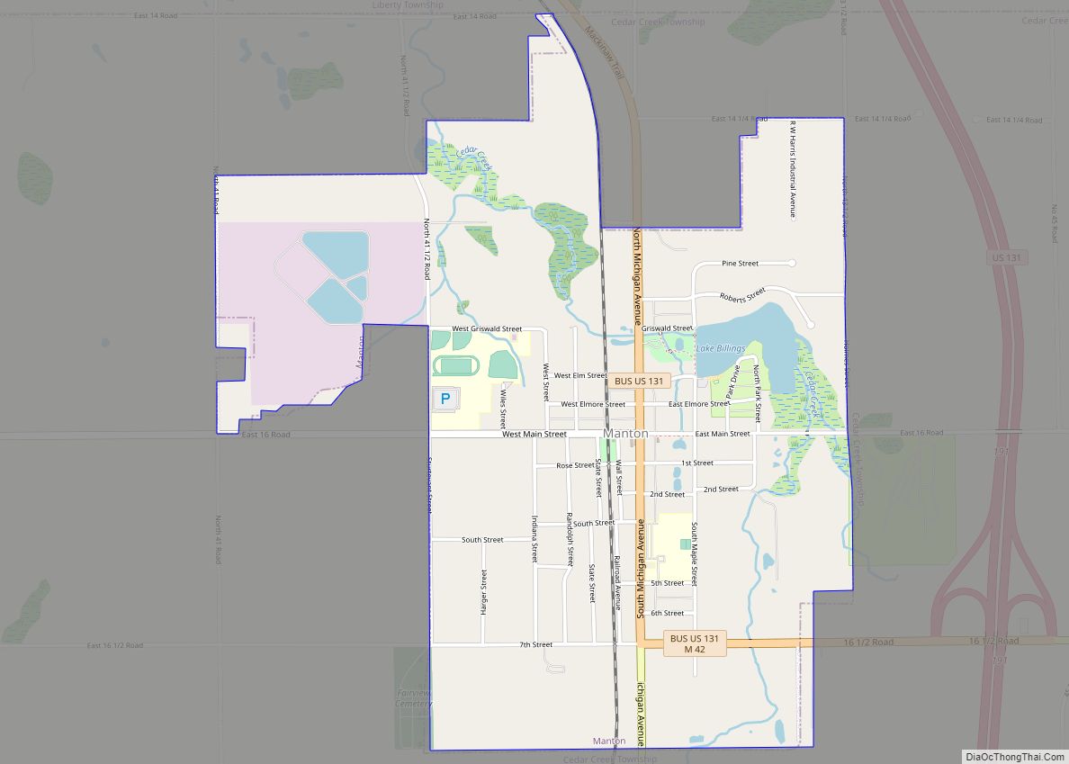 Map of Manton city, Michigan