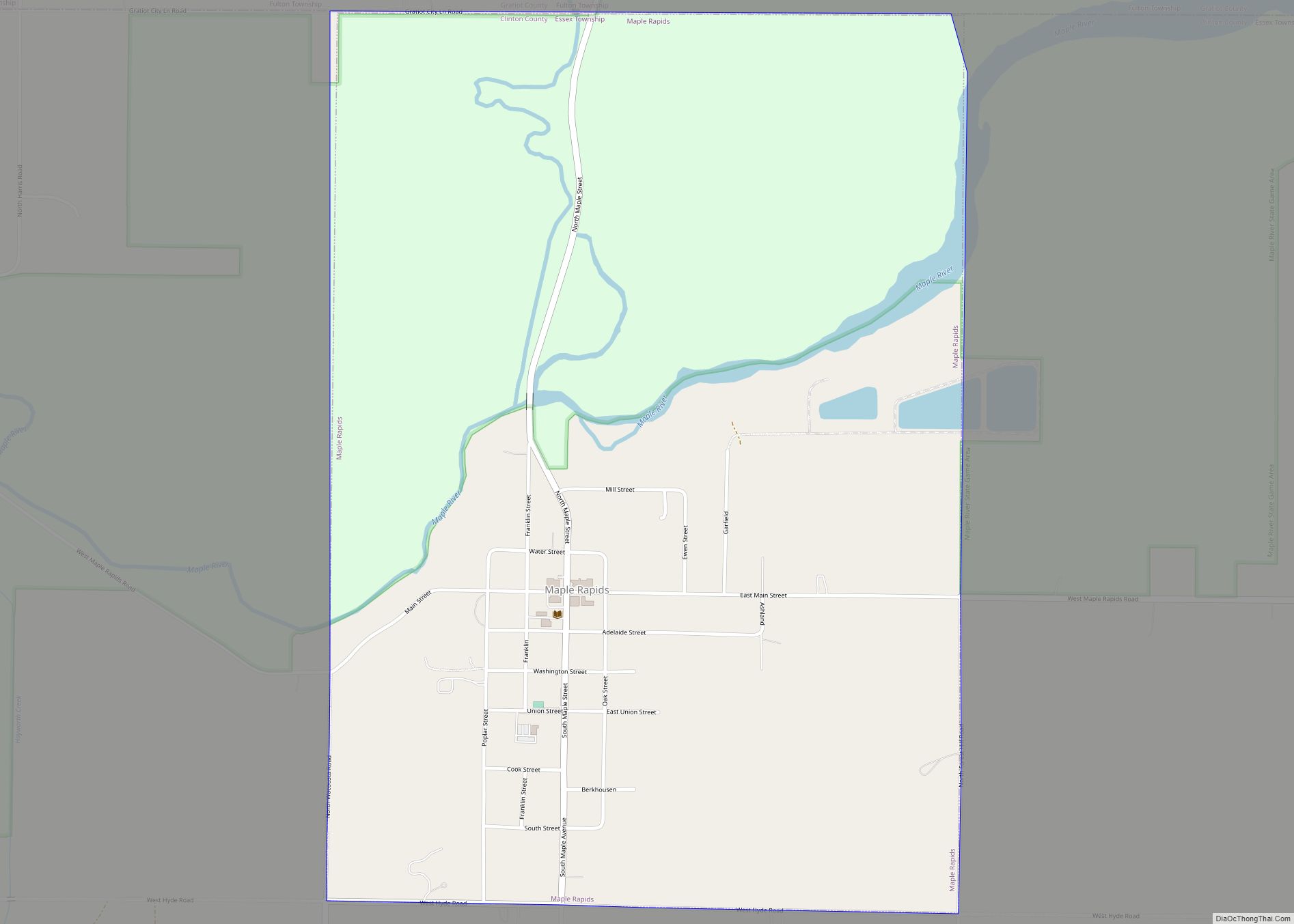 Map of Maple Rapids village
