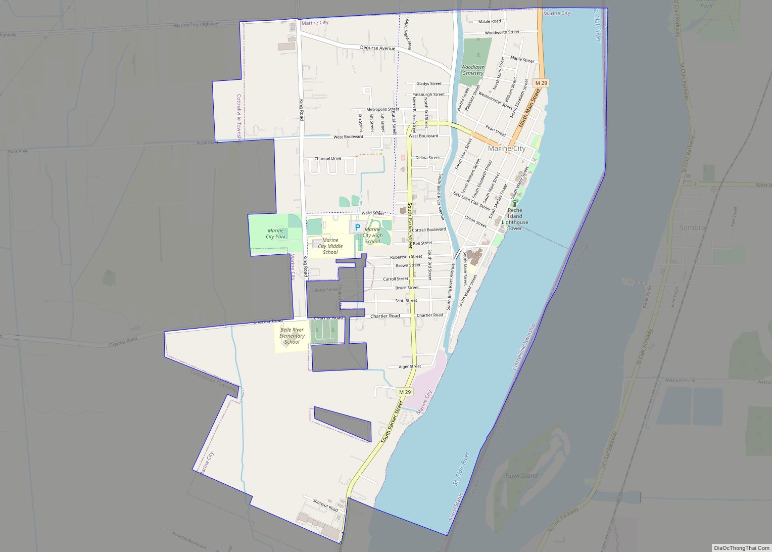 Map of Marine City city