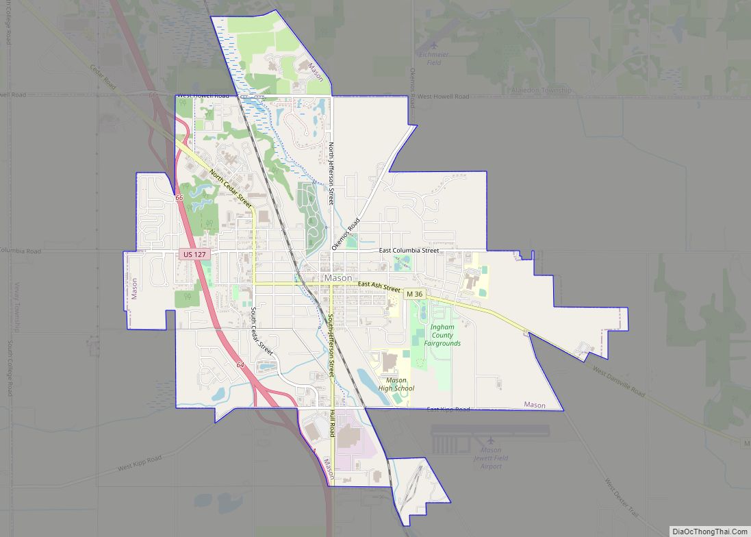 Map of Mason city, Michigan