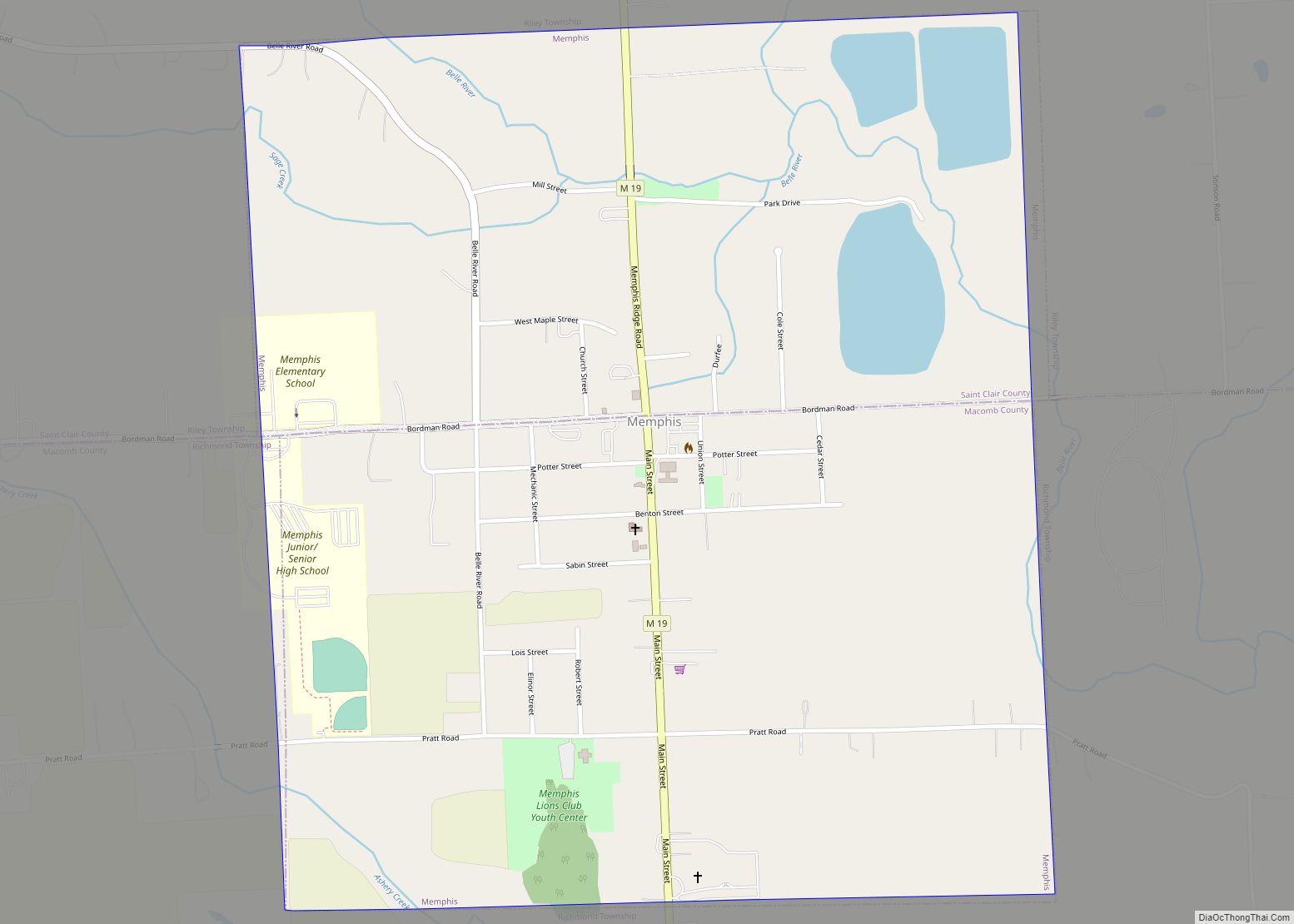 Map of Memphis city, Michigan