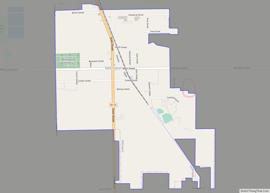 Map of Millington village, Michigan