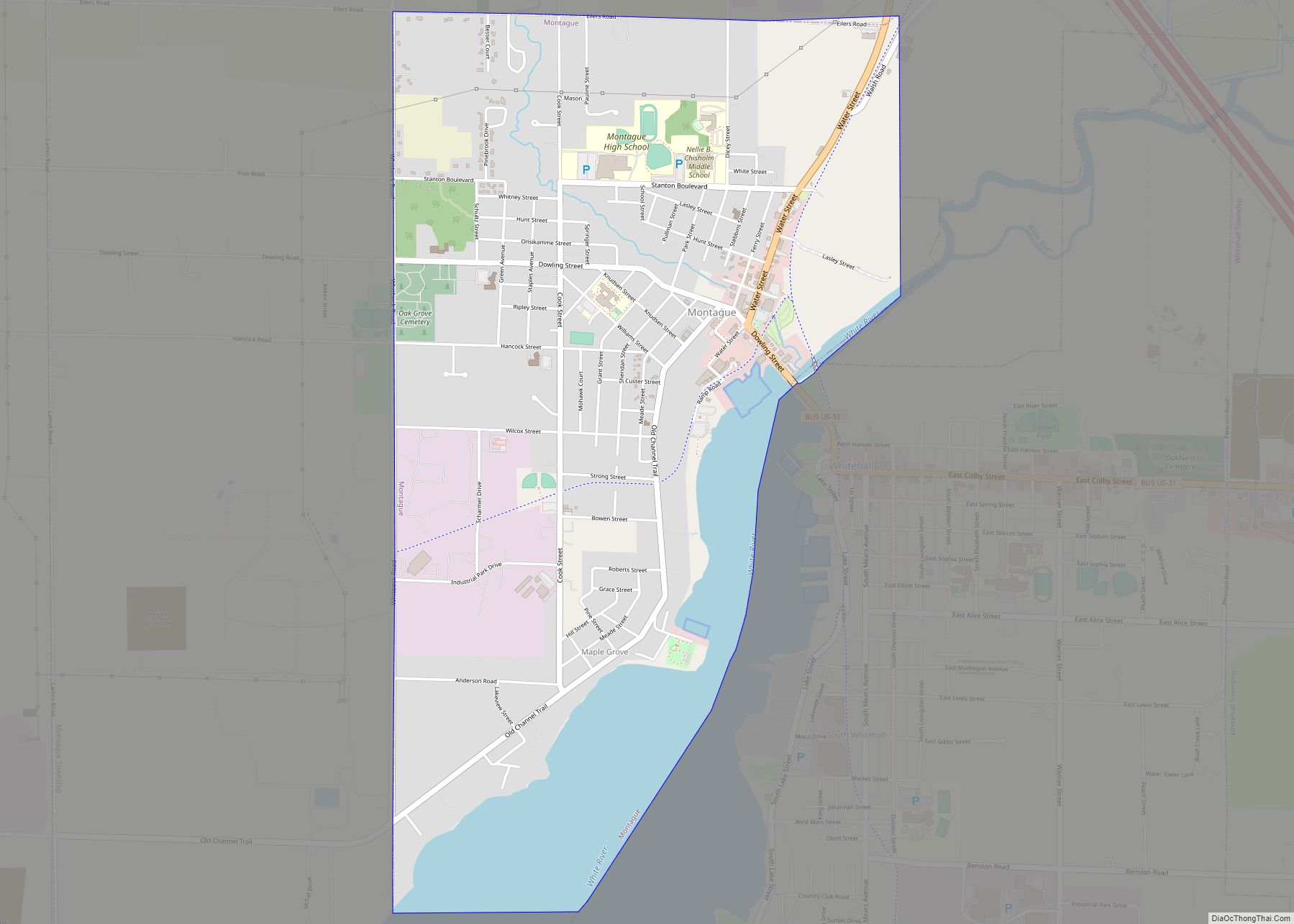 Map of Montague city, Michigan