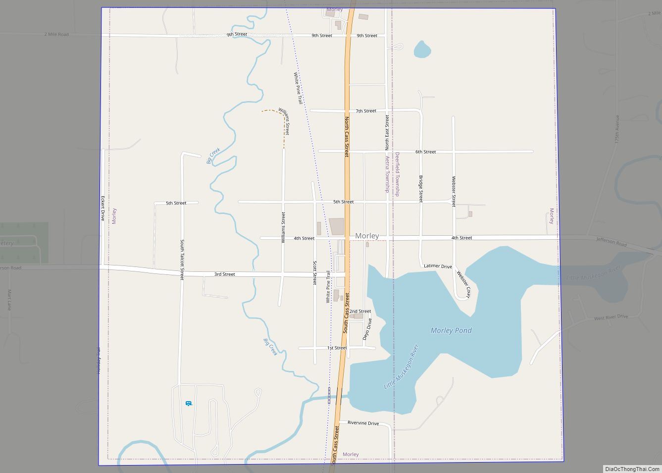 Map of Morley village, Michigan