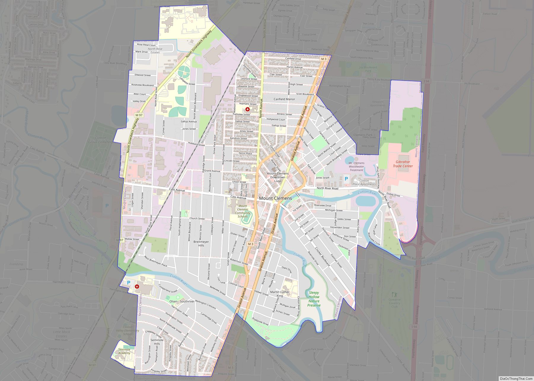 Map of Mount Clemens city