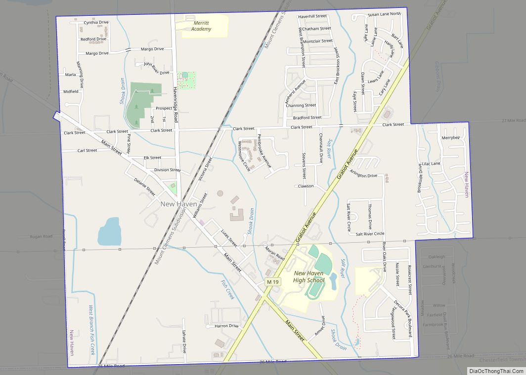 Map of New Haven village, Michigan