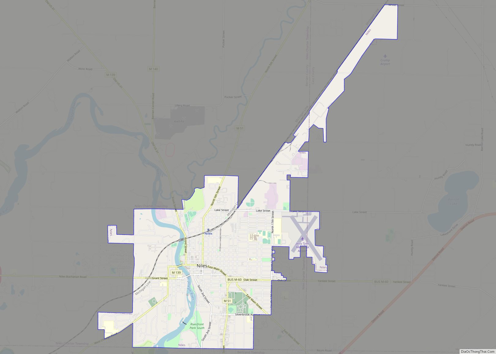 Map of Niles city, Michigan