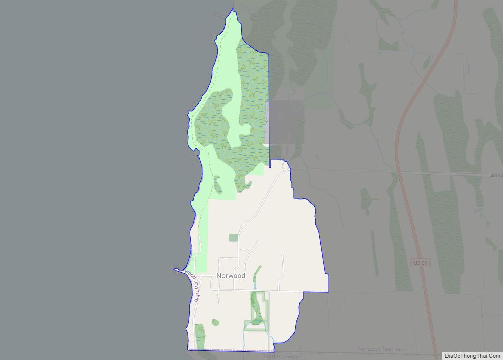 Map of Norwood CDP, Michigan