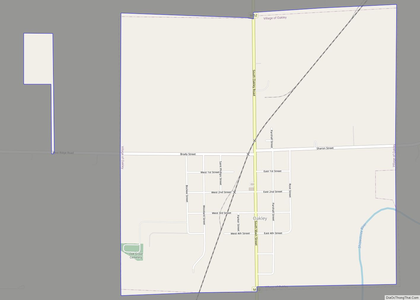 Map of Oakley village, Michigan