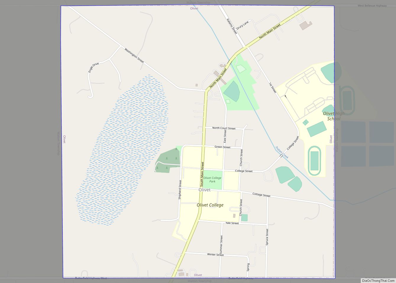 Map of Olivet city, Michigan