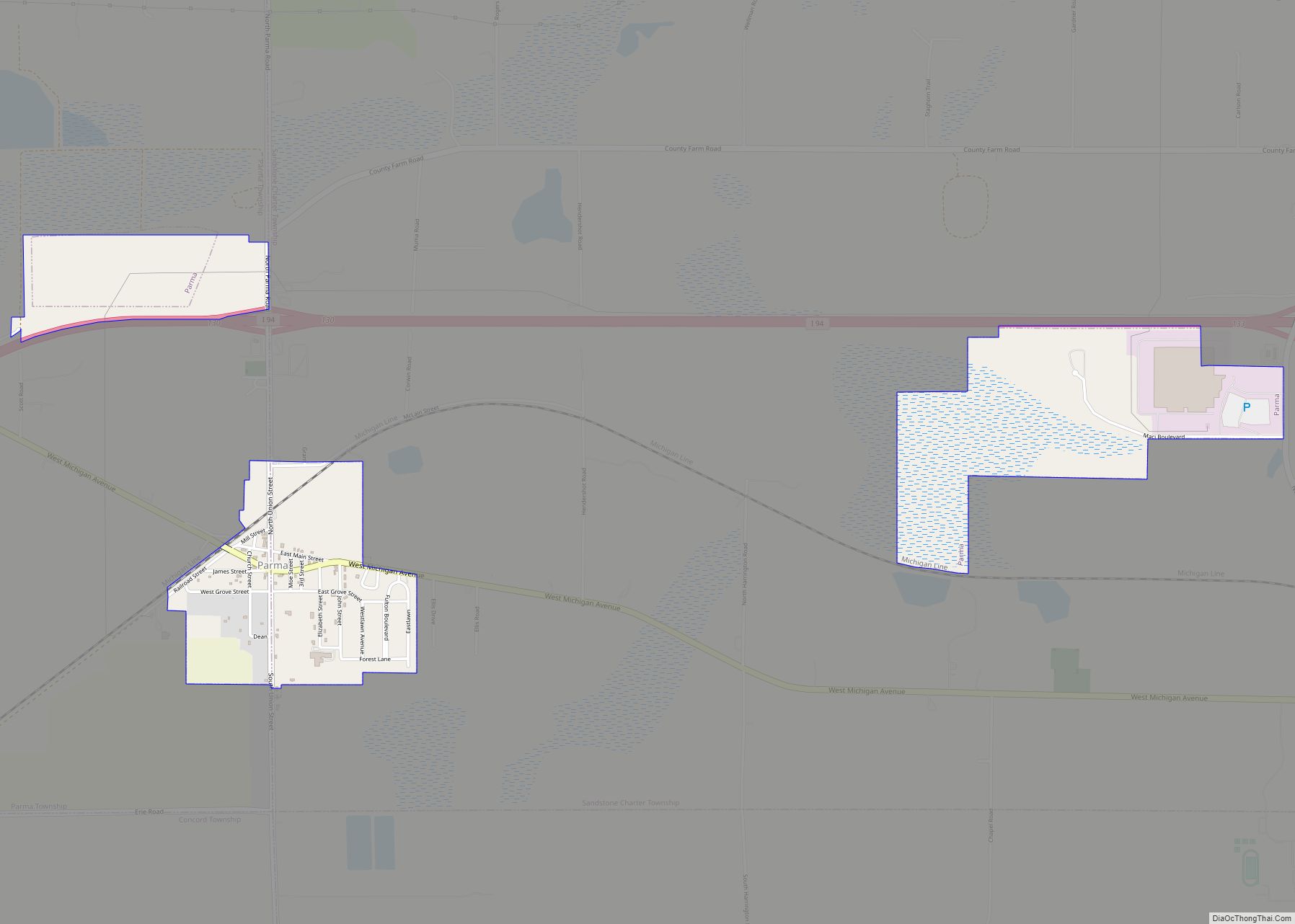 Map of Parma village, Michigan