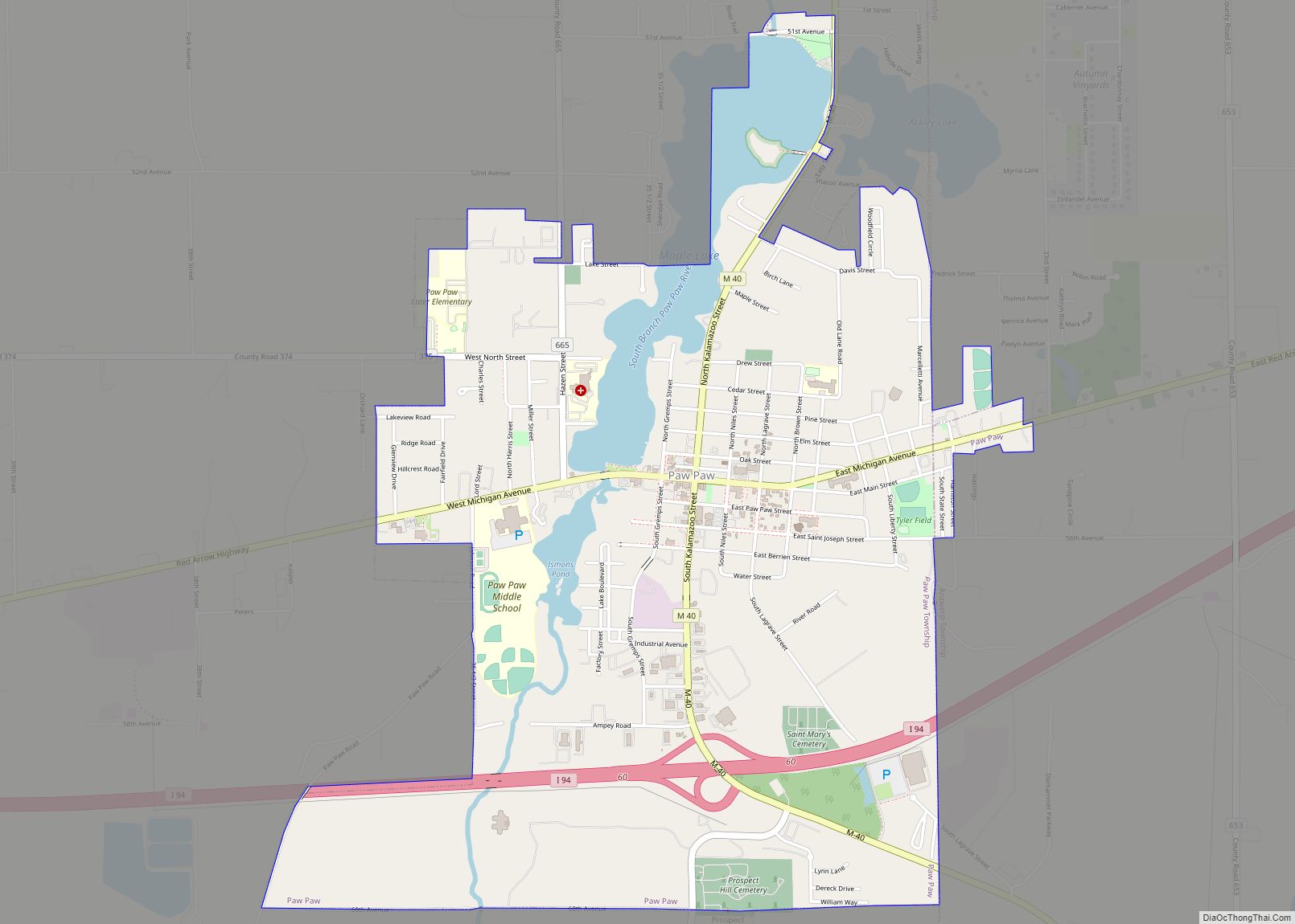 Map of Paw Paw village, Michigan
