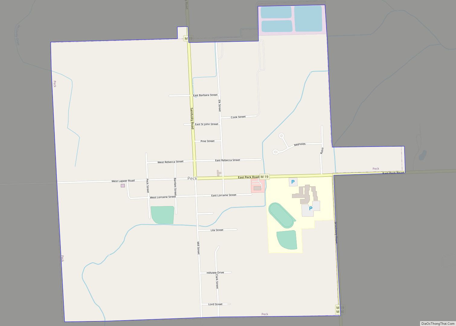 Map of Peck village, Michigan