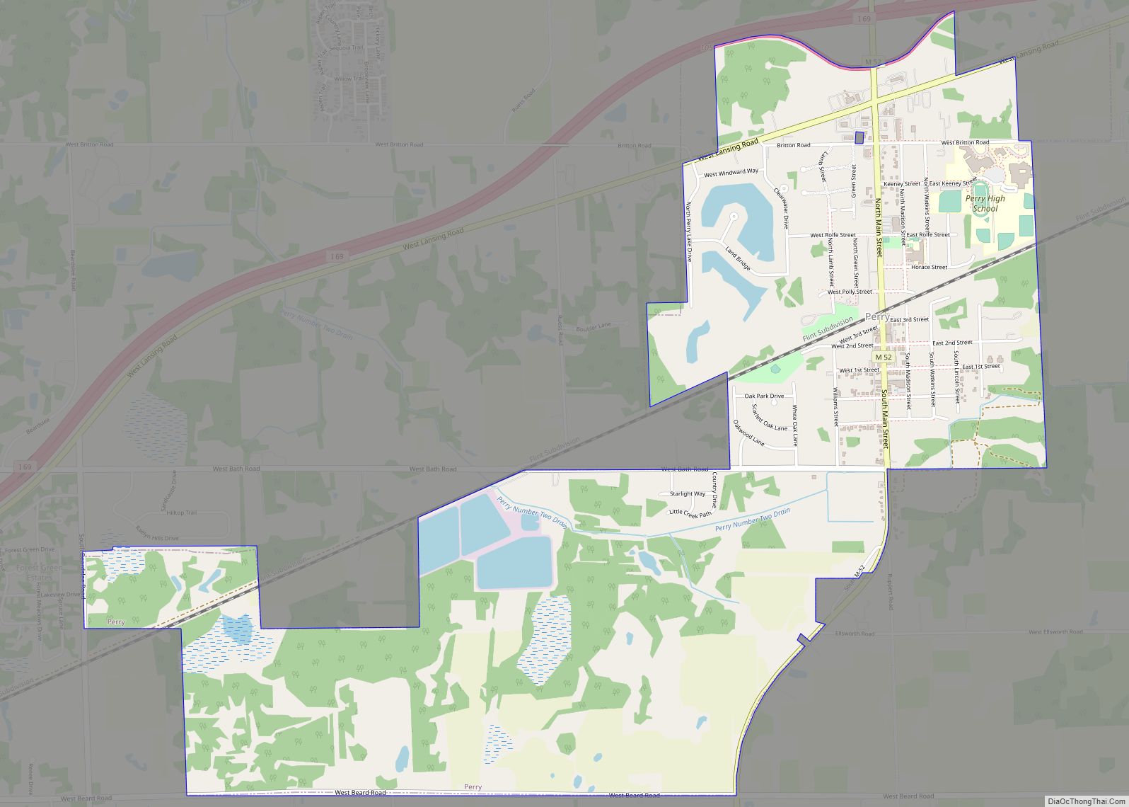 Map of Perry city, Michigan