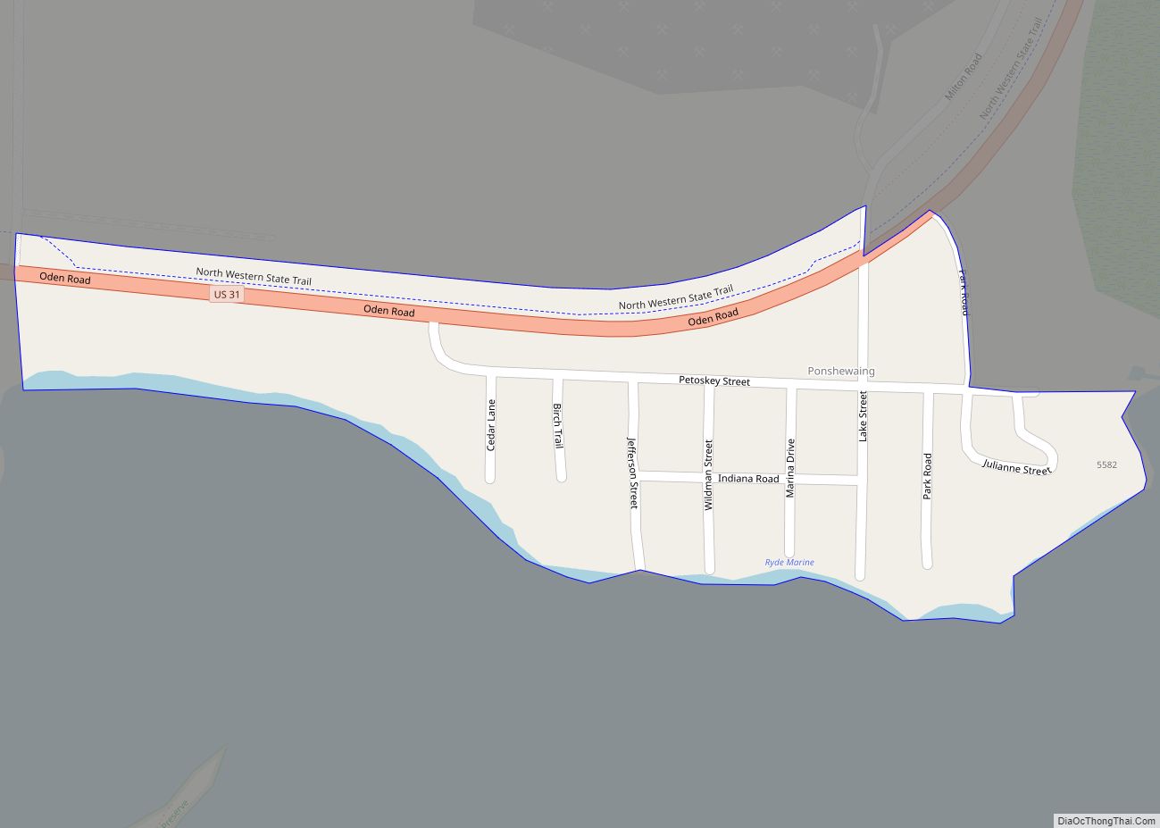 Map of Ponshewaing CDP