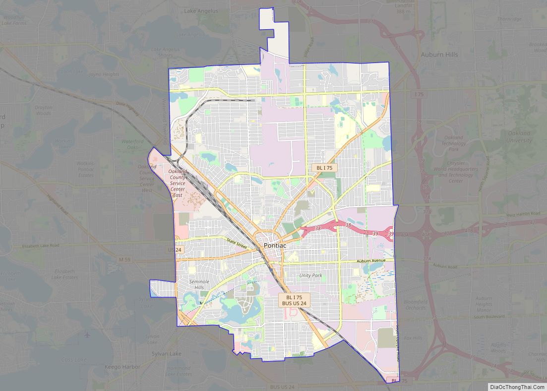 Map of Pontiac city, Michigan
