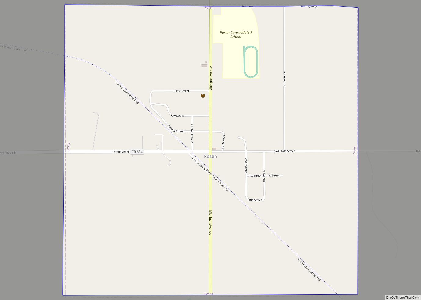 Map of Posen village, Michigan