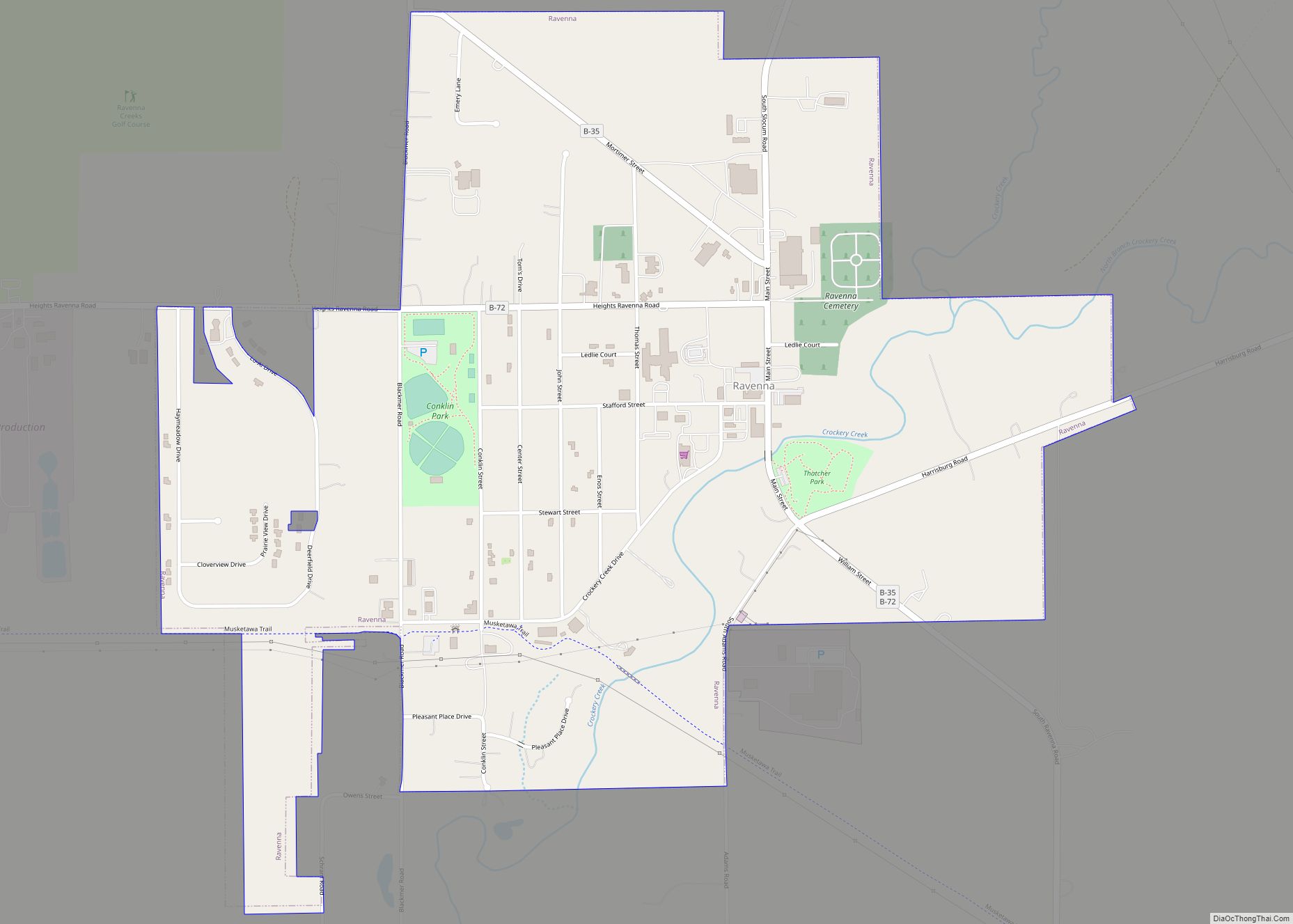 Map of Ravenna village, Michigan