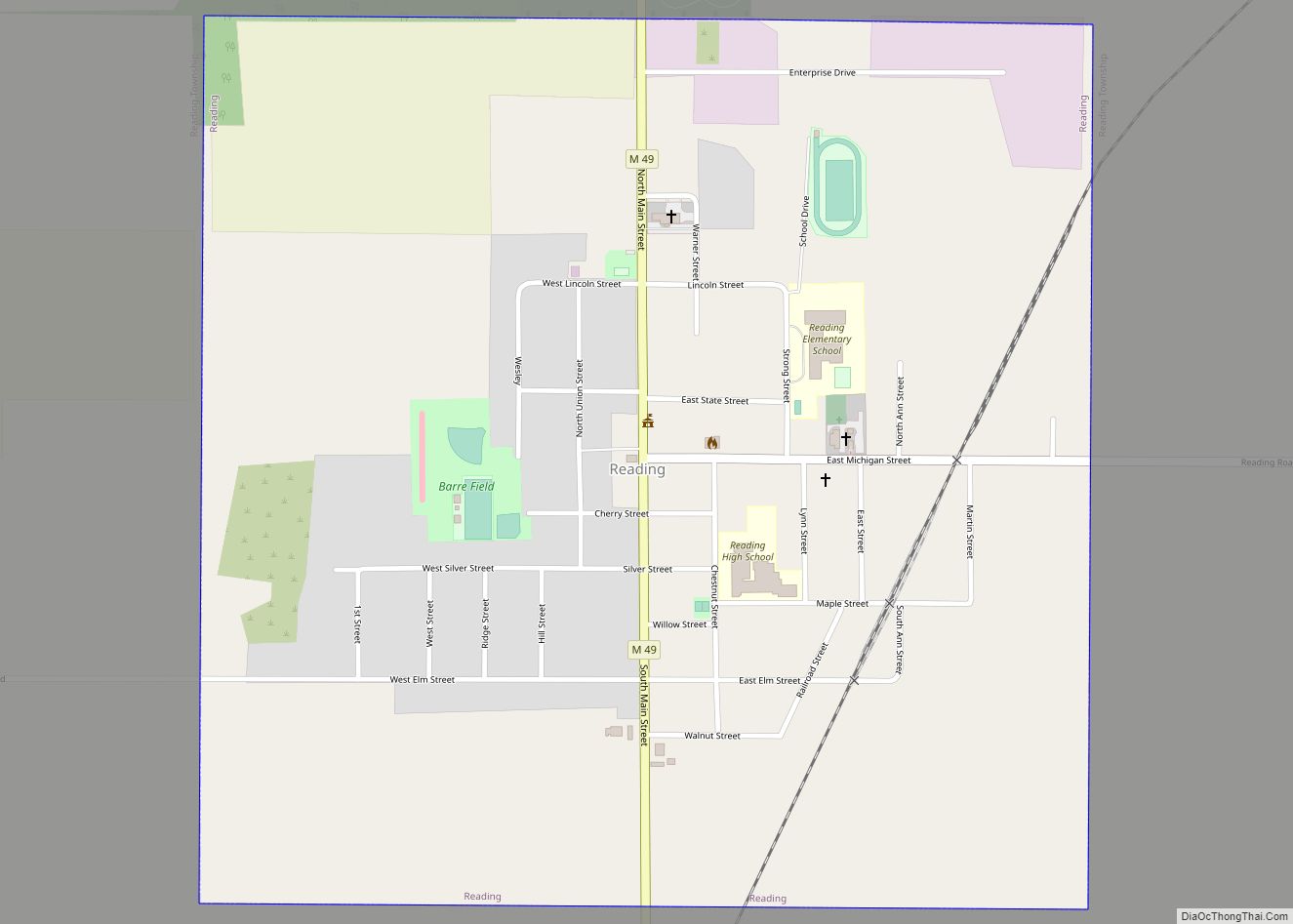 Map of Reading city, Michigan