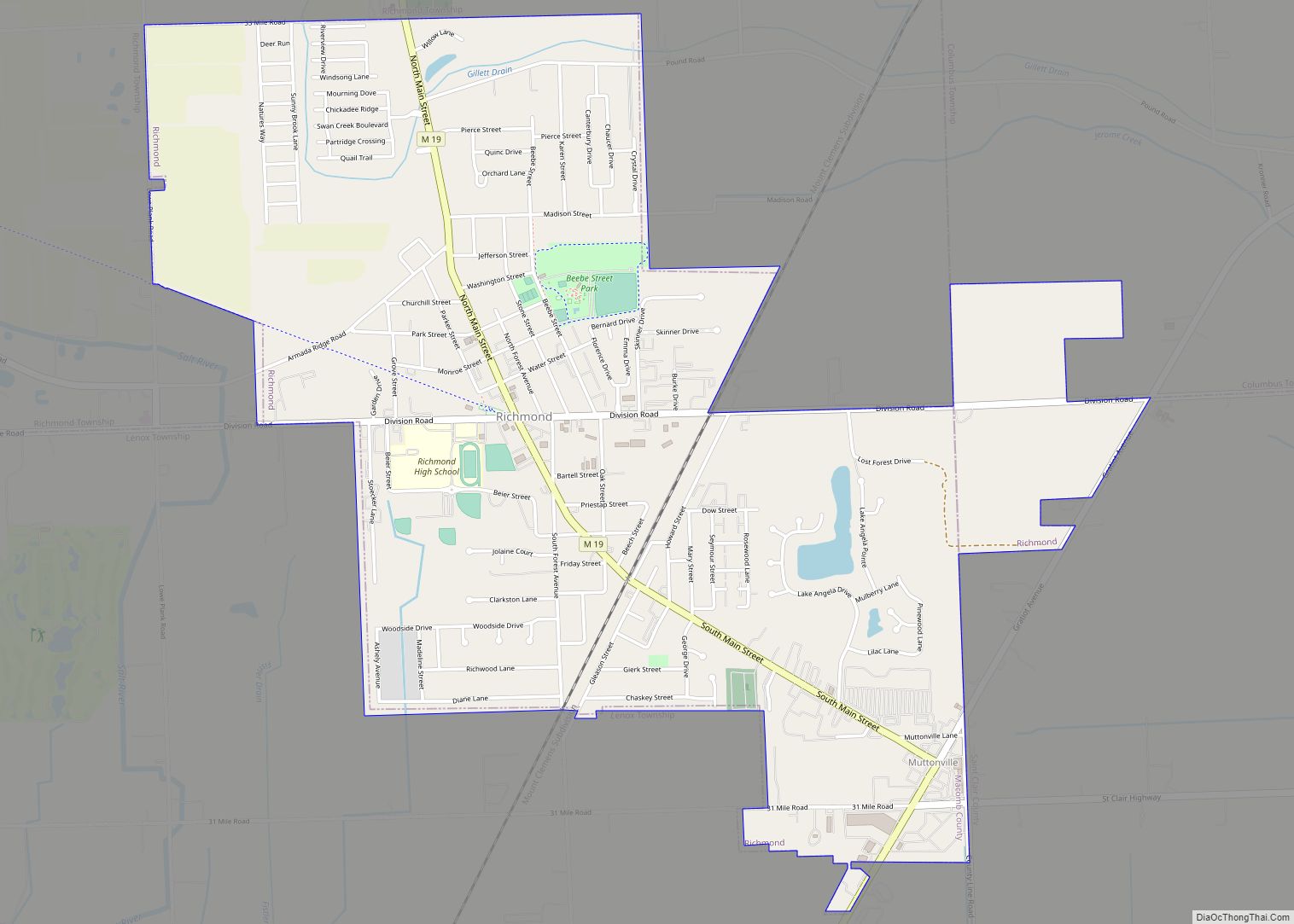Map of Richmond city, Michigan