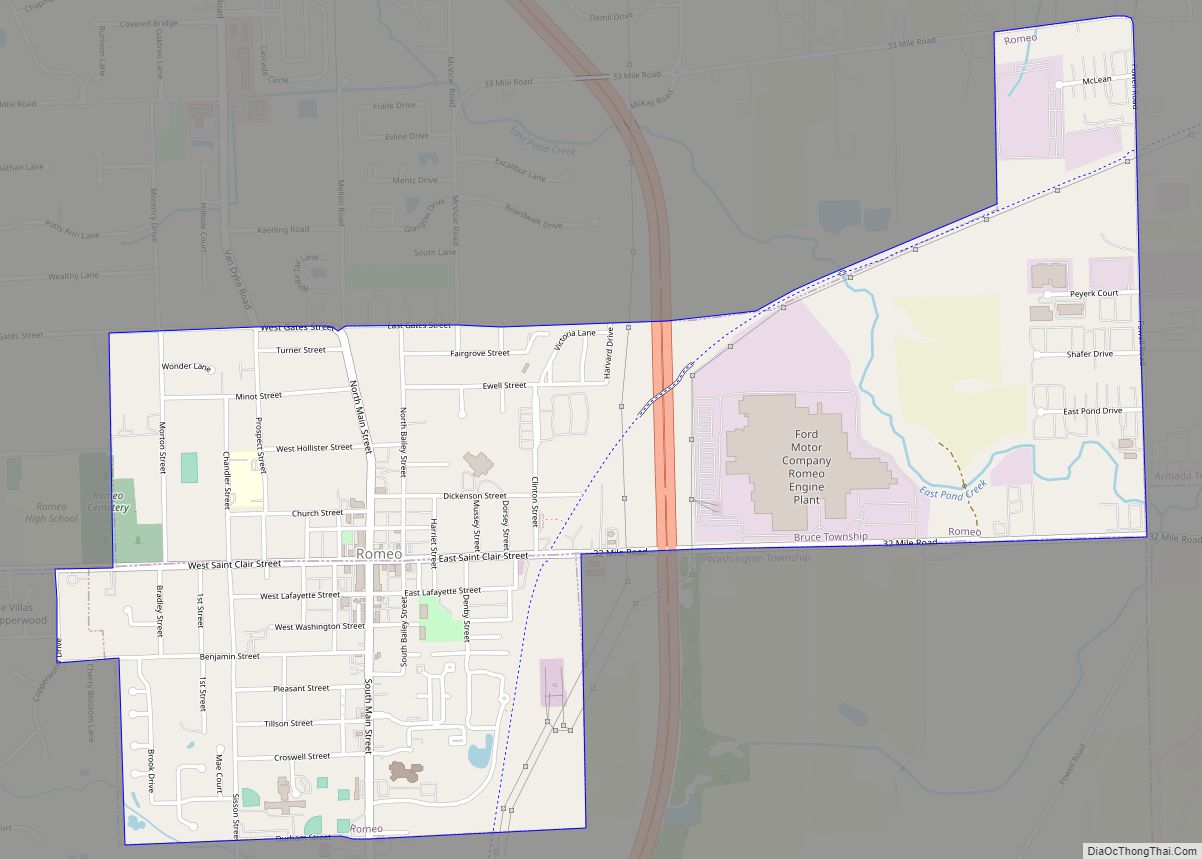 Map of Romeo village, Michigan