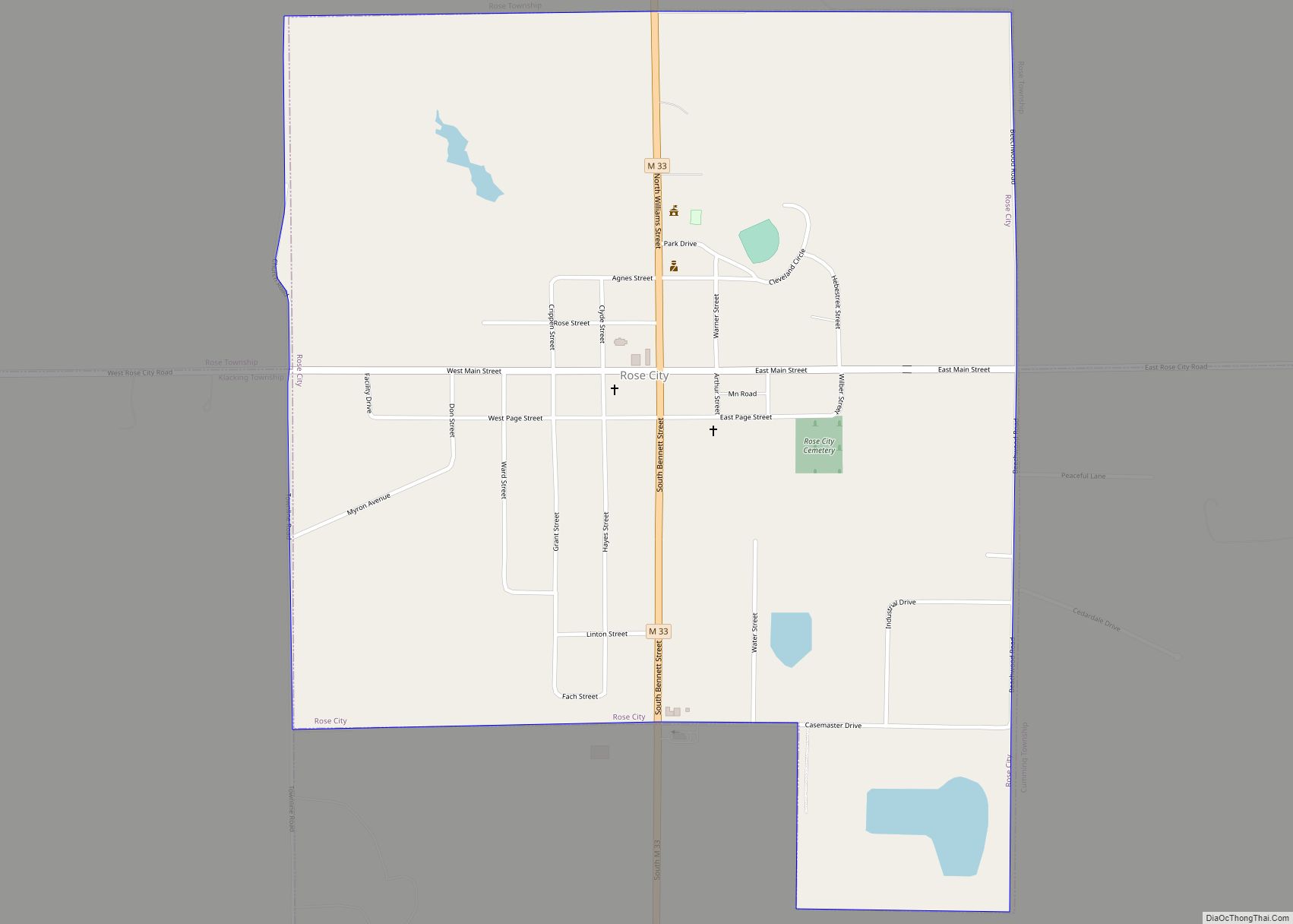 Map of Rose City city