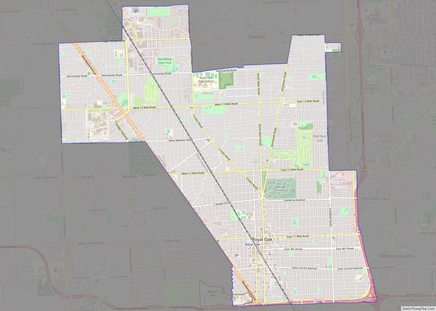 Map of Royal Oak city