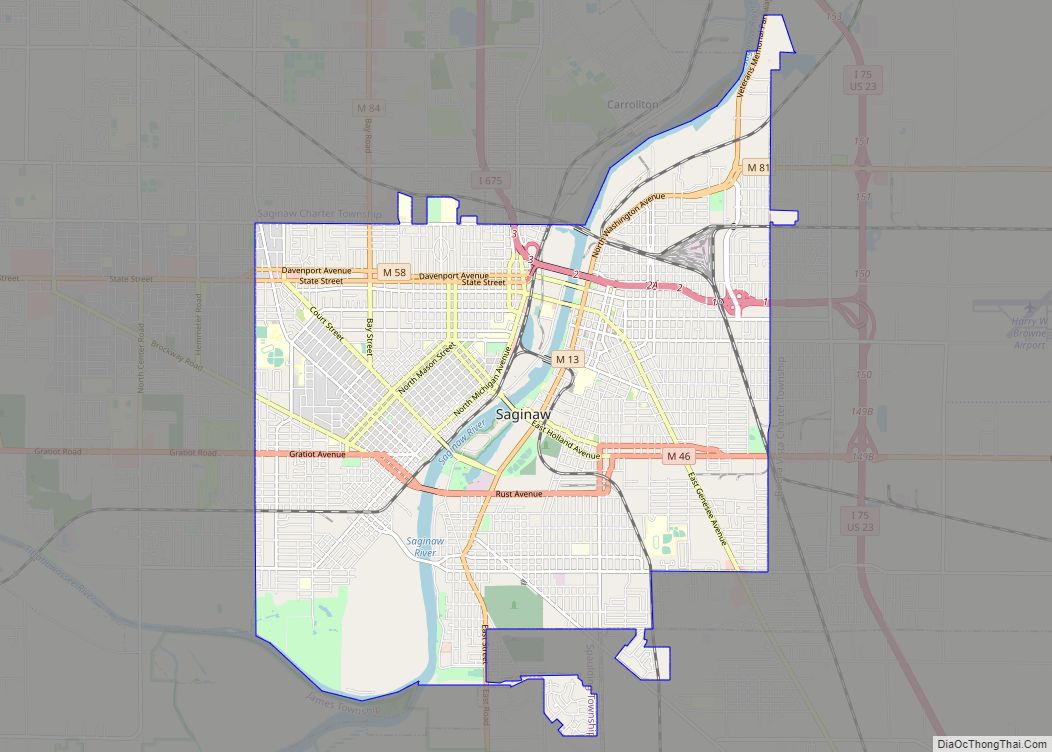 Map of Saginaw city