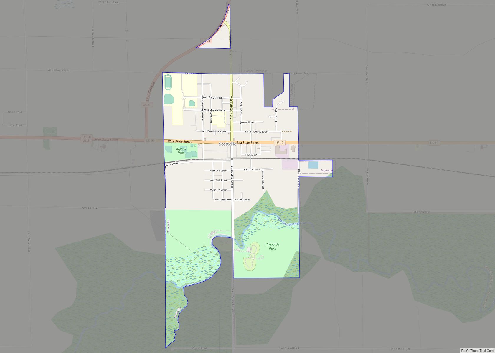 Map of Scottville city, Michigan