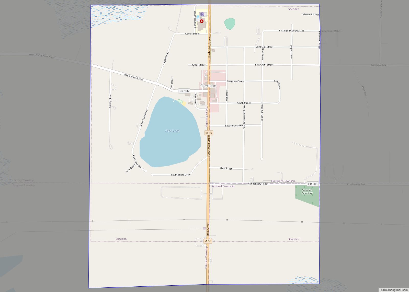 Map of Sheridan village, Michigan