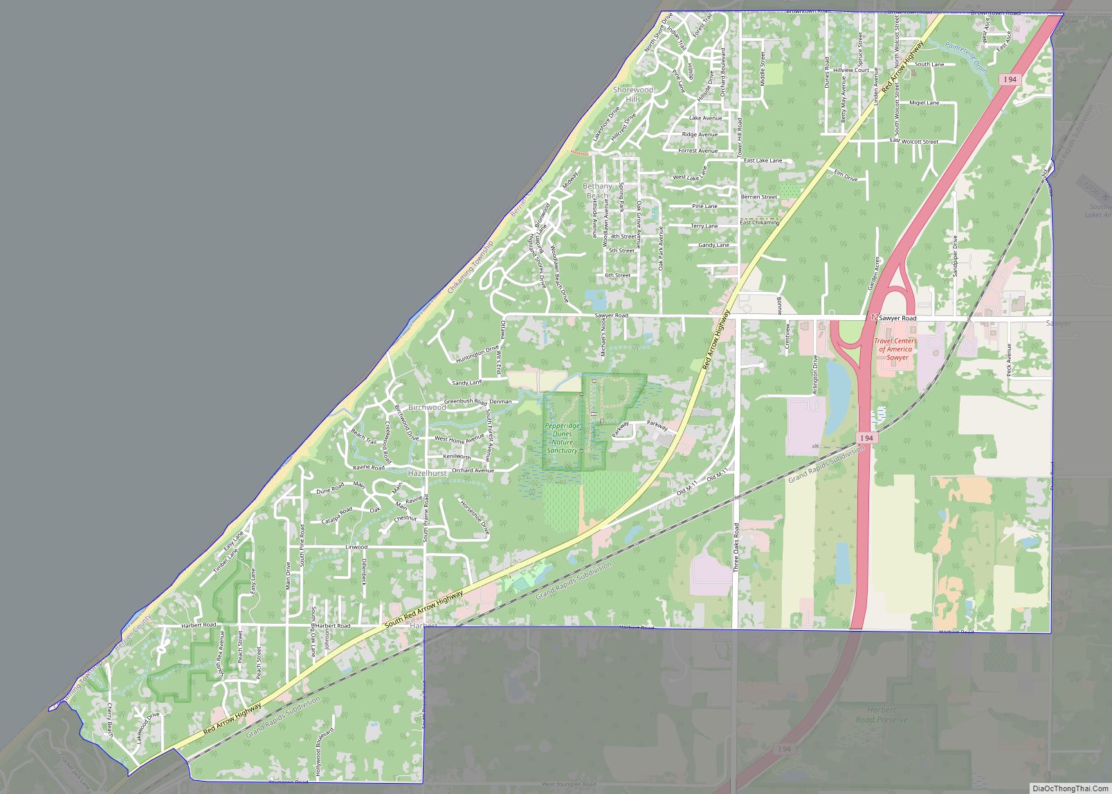 Map of Shorewood-Tower Hills-Harbert CDP
