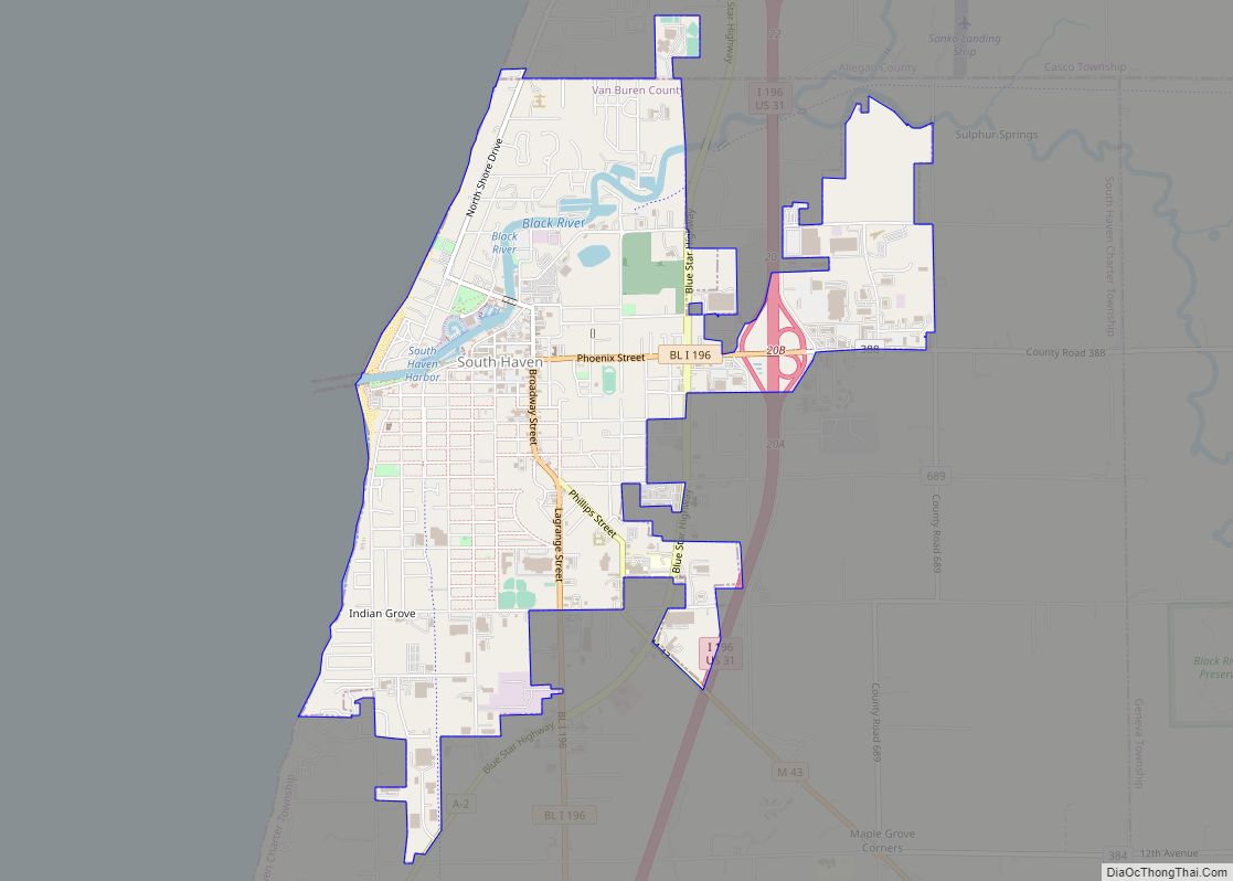 Map of South Haven city, Michigan
