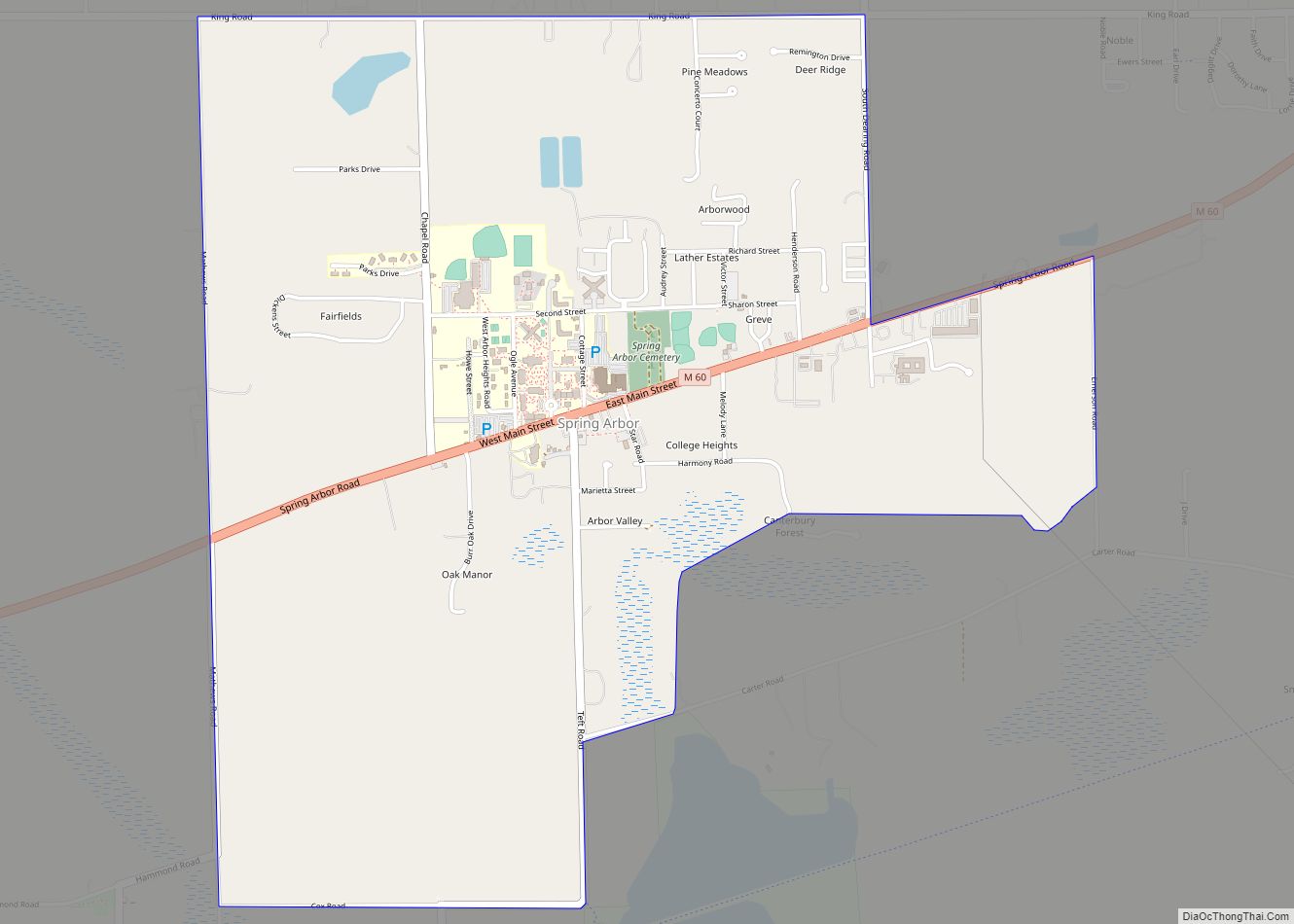 Map of Spring Arbor CDP