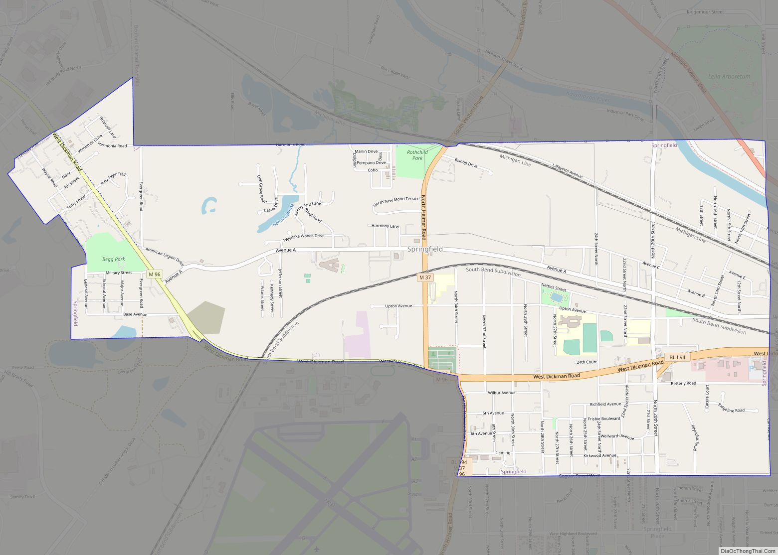 Map of Springfield city, Michigan