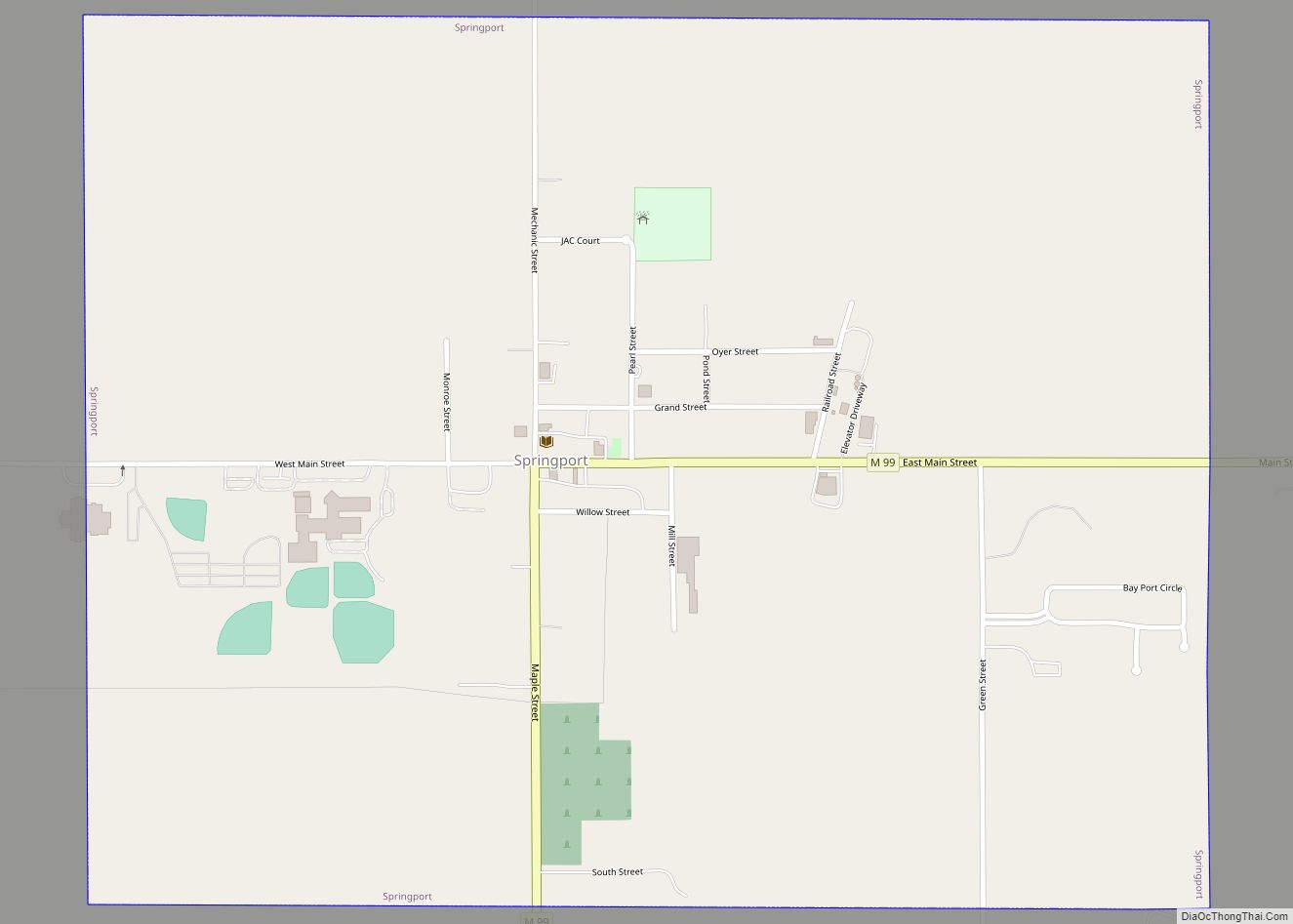 Map of Springport village, Michigan