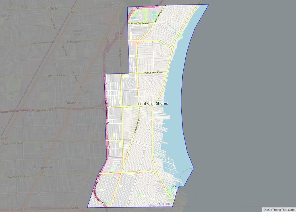 Map of St. Clair Shores city