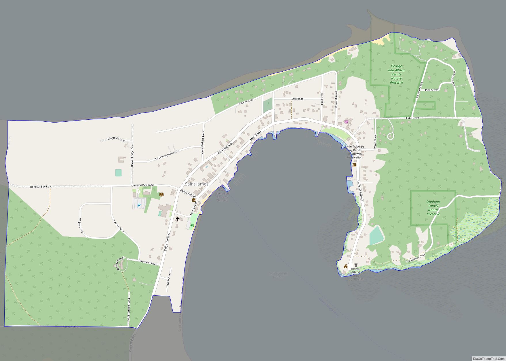 Map of St. James CDP, Michigan