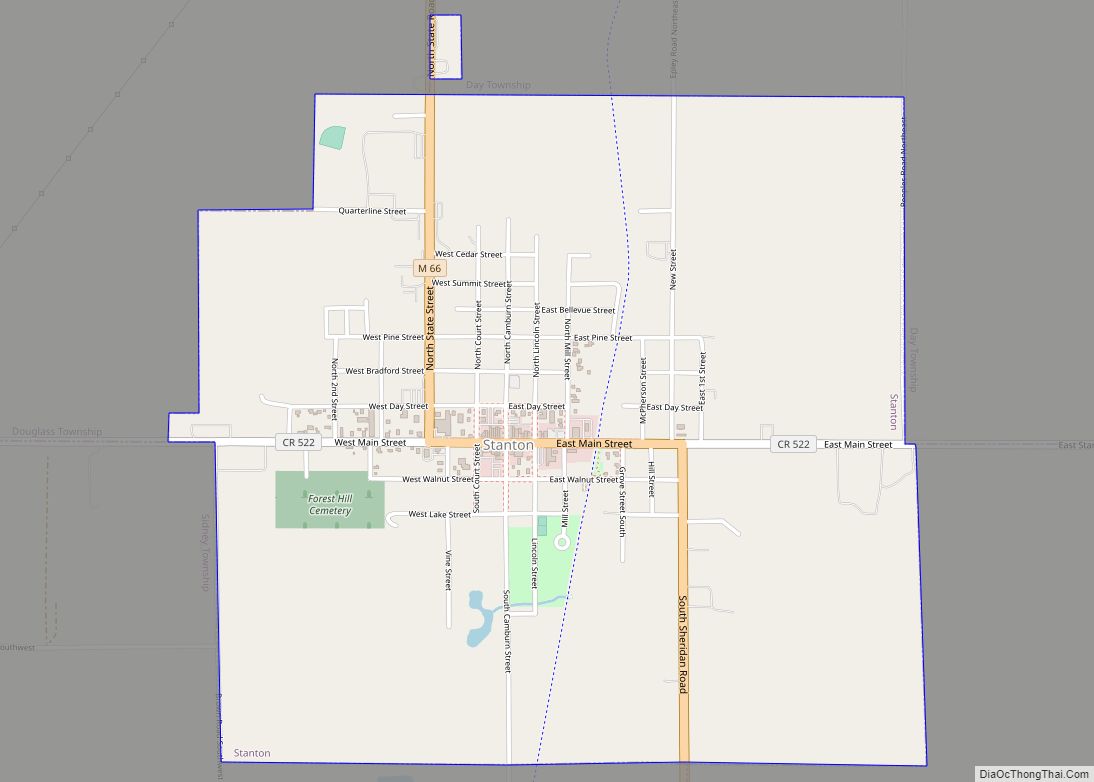 Map of Stanton city, Michigan