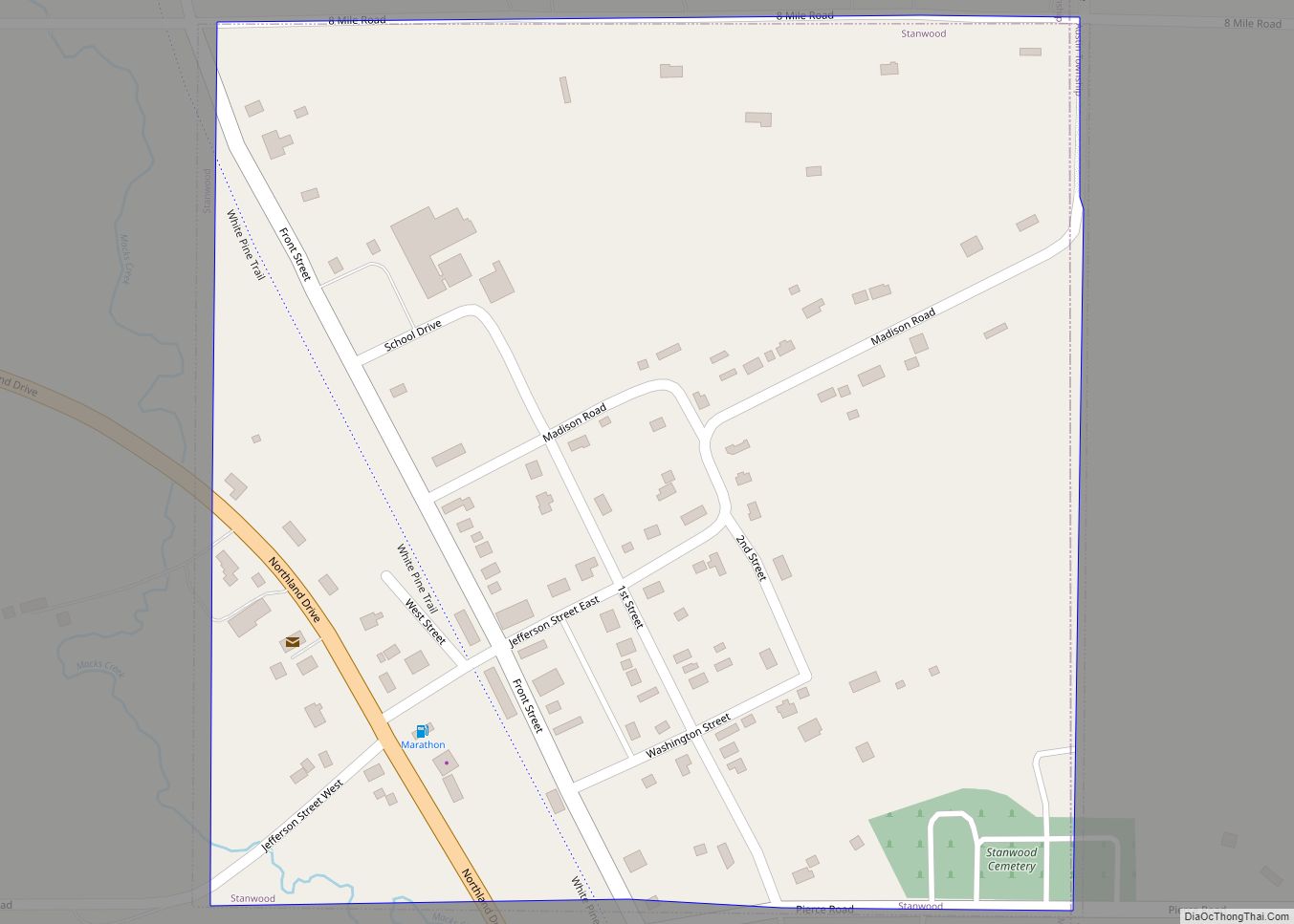Map of Stanwood village, Michigan