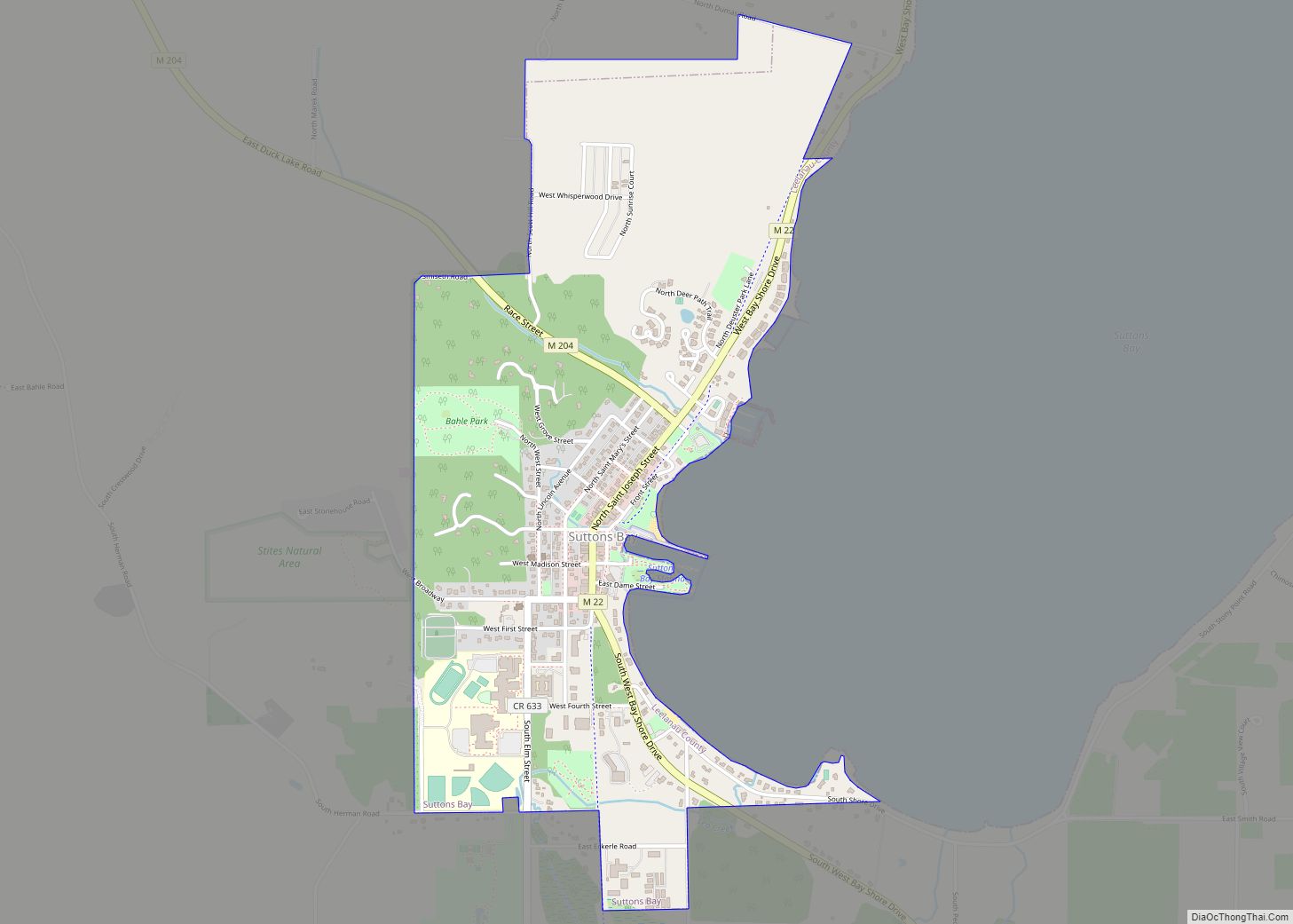 Map of Suttons Bay village