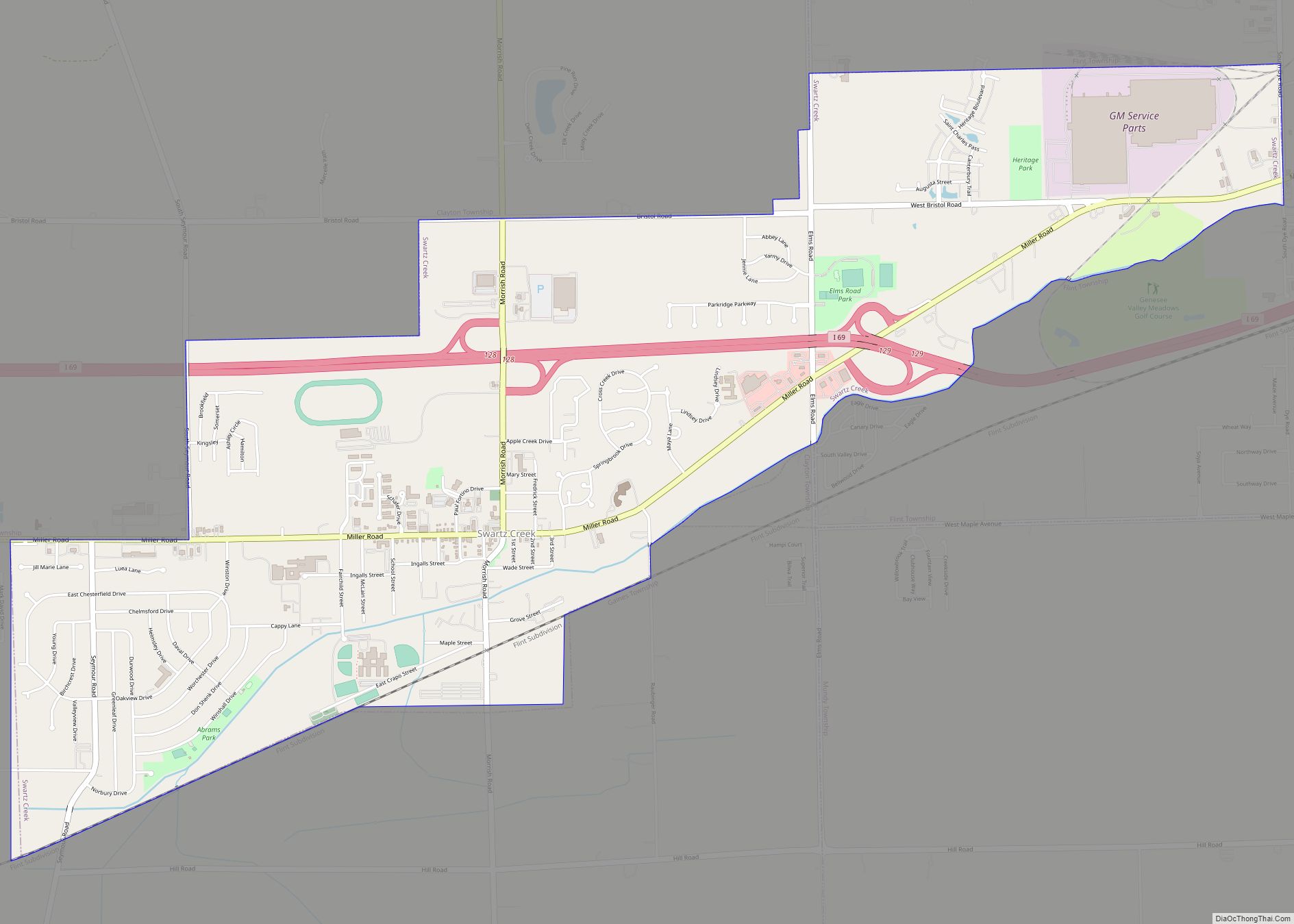 Map of Swartz Creek city