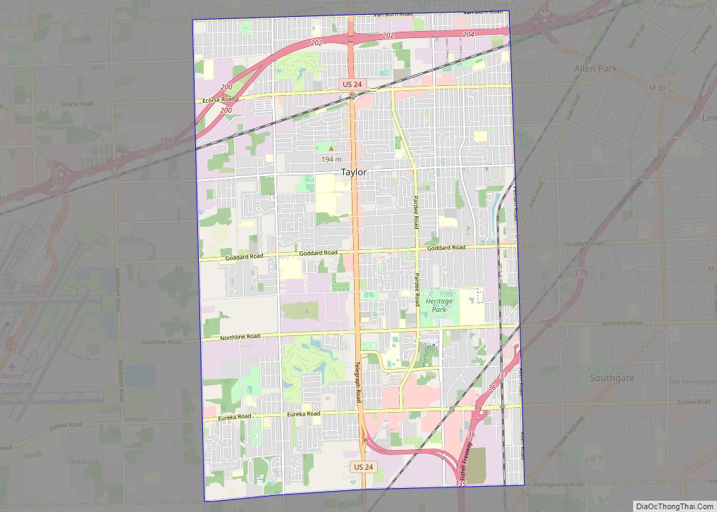 Map of Taylor city, Michigan